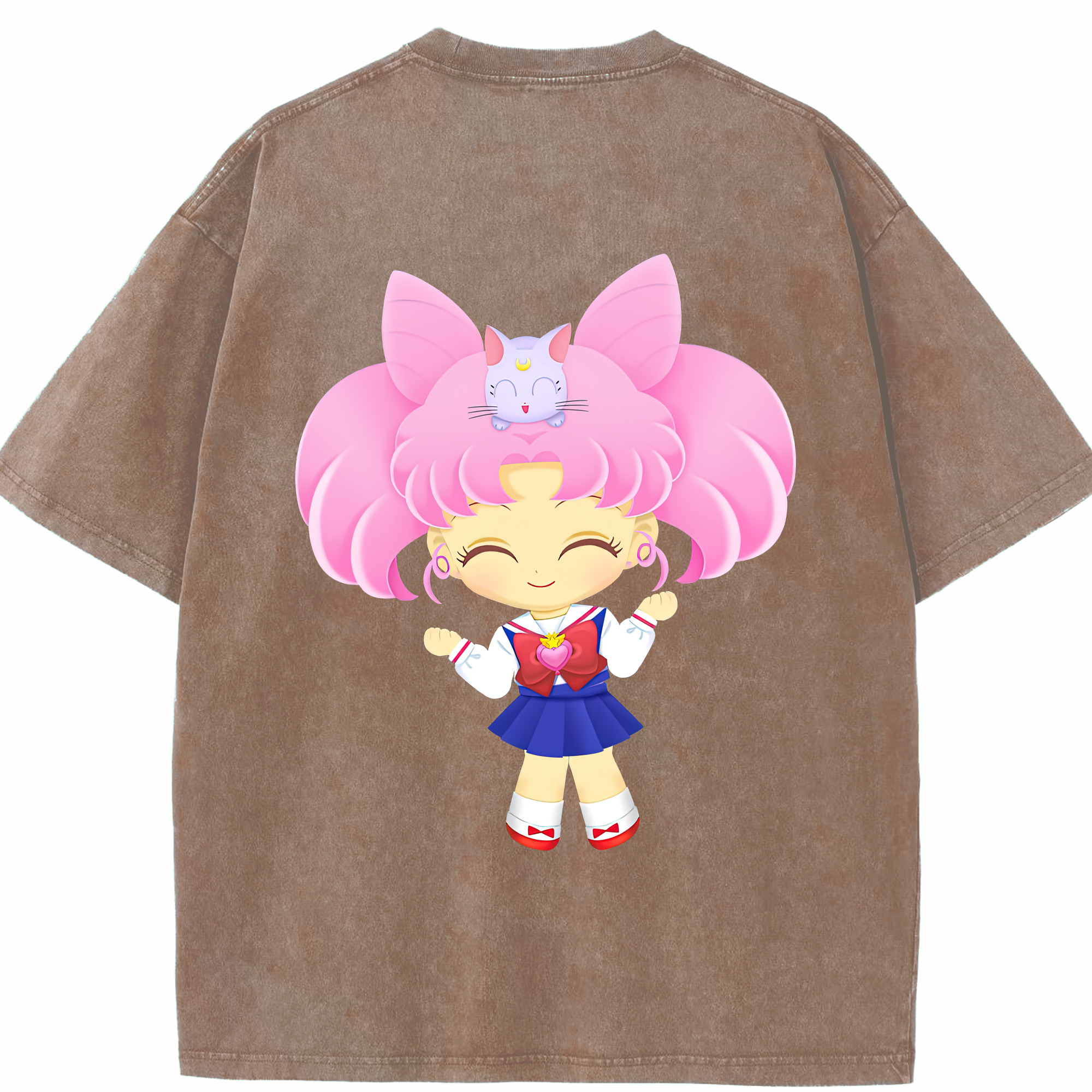 （画像用） 美少女戦士セーラームーン ちびうさ Sailor Moon Chibiusa Tsukino Usagi Small Lady Serenity 綿100% ヴィンテージ風 半袖Tシャツ（背面プリント）