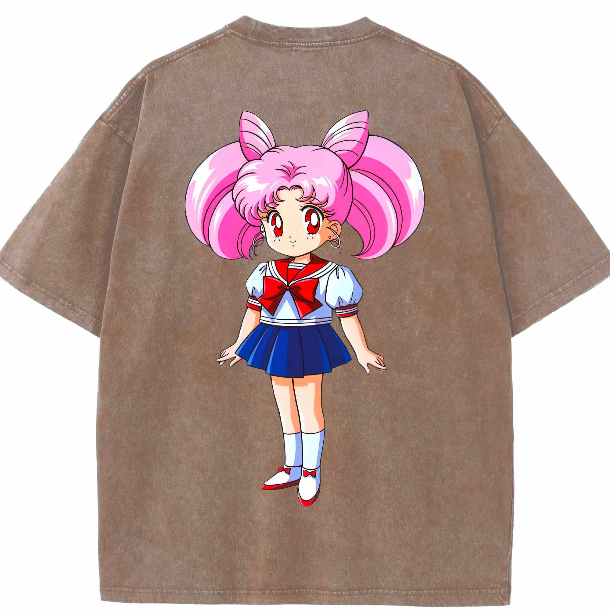 （画像用） 美少女戦士セーラームーン ちびうさ Sailor Moon Chibiusa Tsukino Usagi Small Lady Serenity 綿100% ヴィンテージ風 半袖Tシャツ（背面プリント）