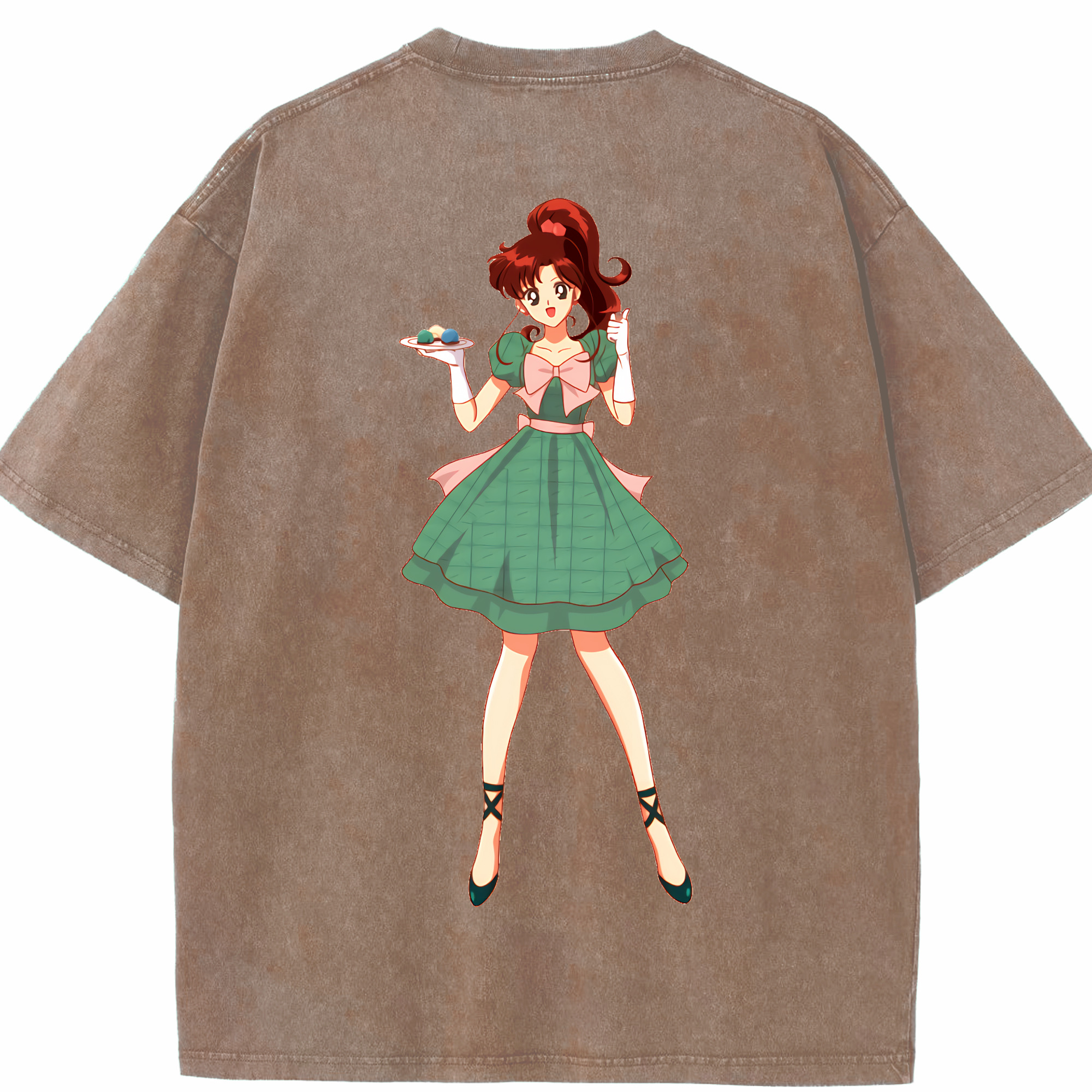 （画像用） 美少女戦士セーラームーン 木野 まこと きの まこと Sailor Moon Kino Makoto （セーラージュピター；Sailor Jupiter） 綿100% ヴィンテージ風 半袖Tシャツ（背面プリント）