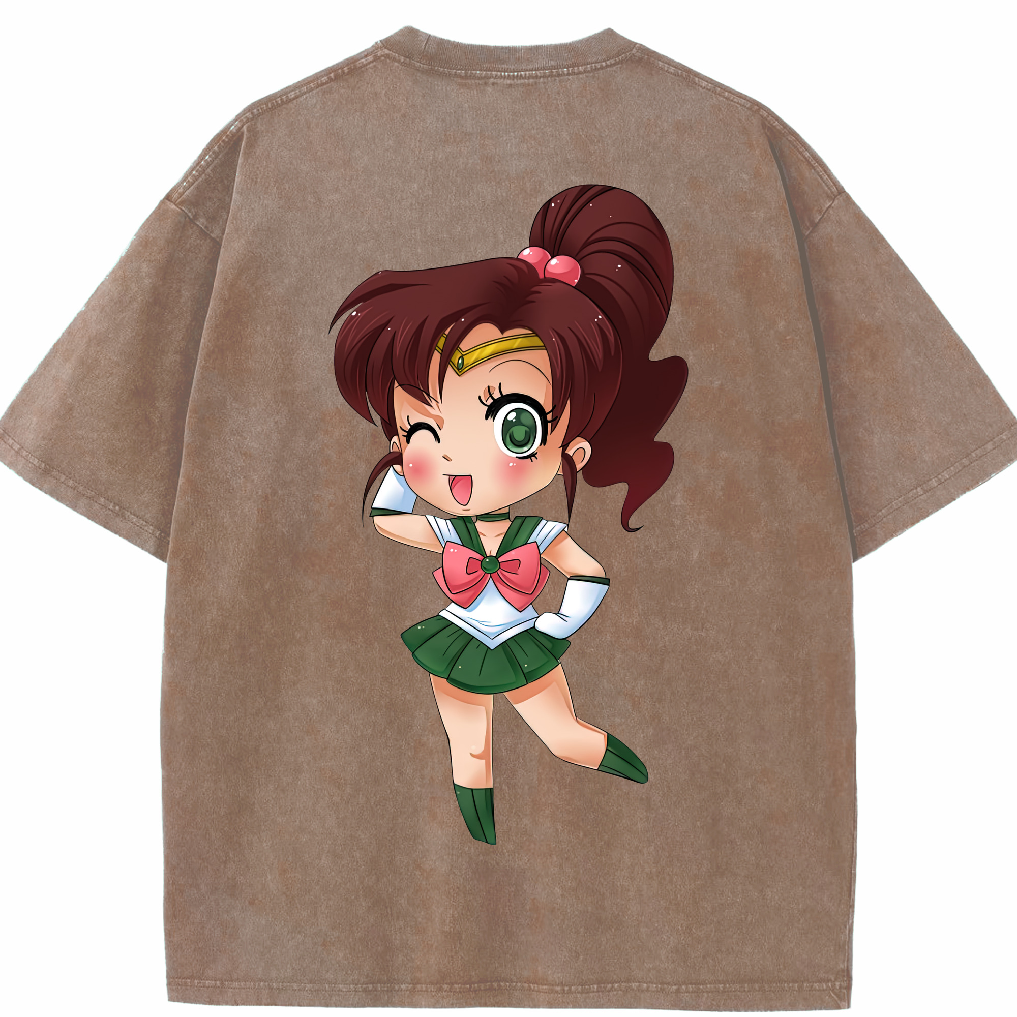 （画像用） 美少女戦士セーラームーン 木野 まこと きの まこと Sailor Moon Kino Makoto （セーラージュピター；Sailor Jupiter） 綿100% ヴィンテージ風 半袖Tシャツ（背面プリント）
