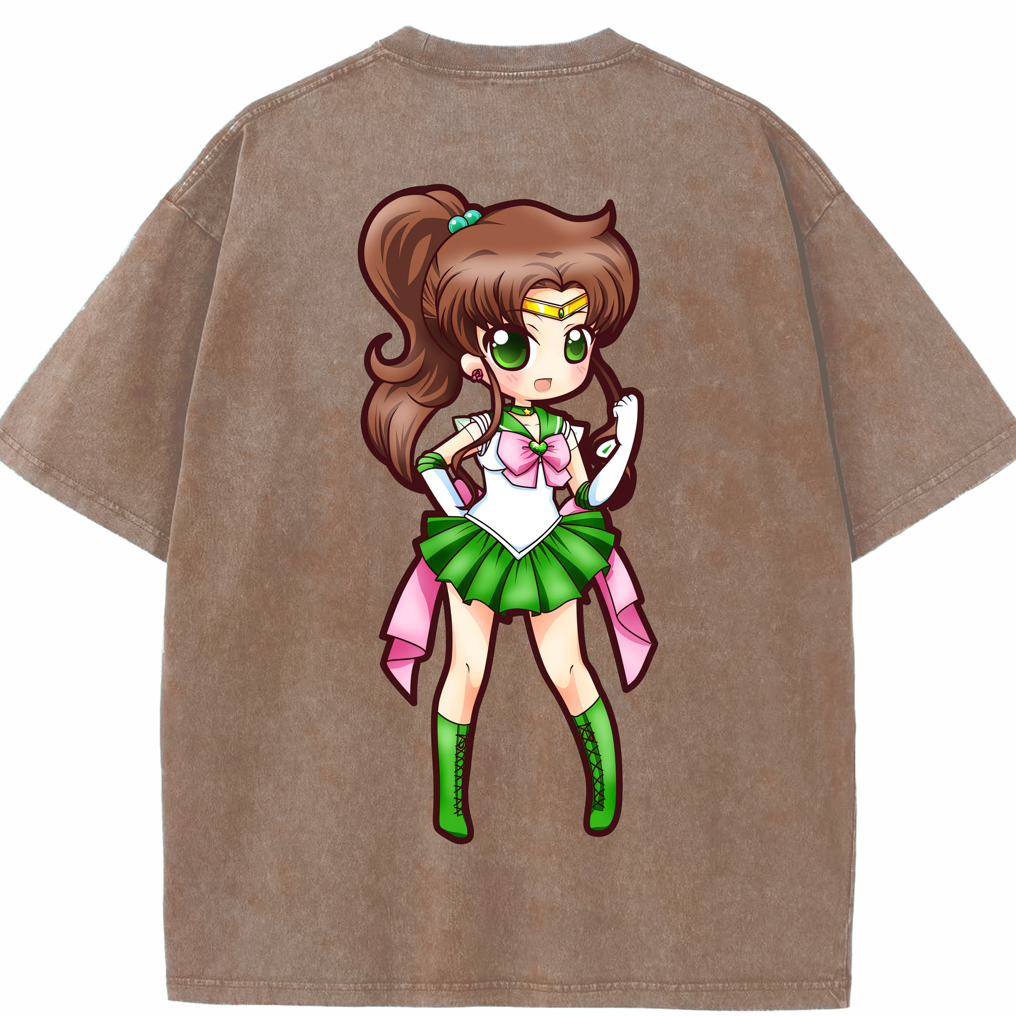 （画像用） 美少女戦士セーラームーン 木野 まこと きの まこと Sailor Moon Kino Makoto （セーラージュピター；Sailor Jupiter） 綿100% ヴィンテージ風 半袖Tシャツ（背面プリント）
