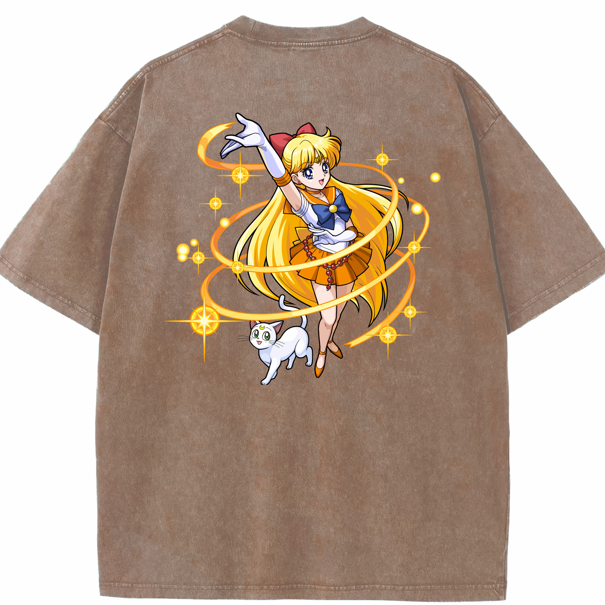 （画像用） 美少女戦士セーラームーン 愛野 美奈子 あいの みなこ Sailor Moon Aino Minako 綿100% ヴィンテージ風 半袖Tシャツ（背面プリント）
