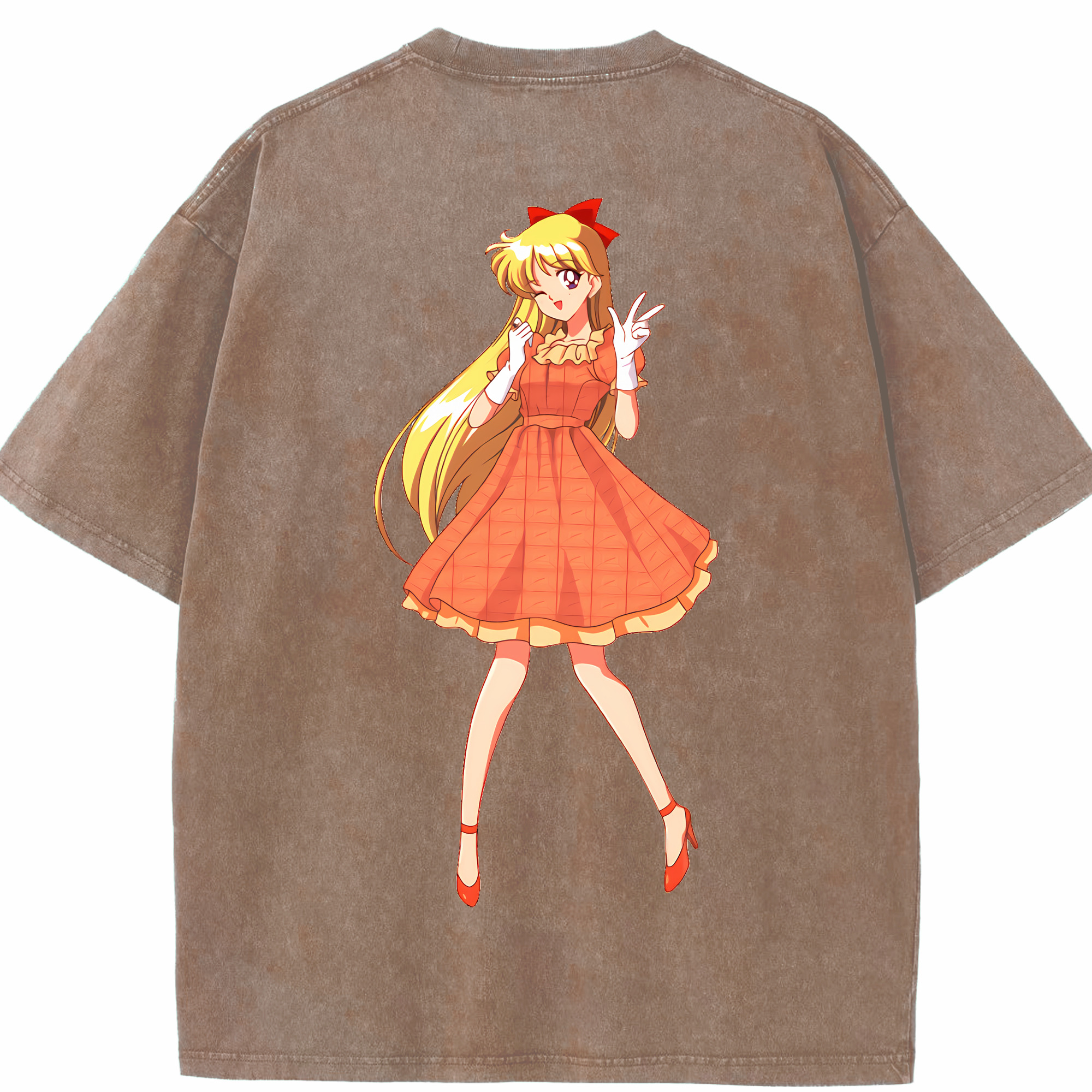 （画像用） 美少女戦士セーラームーン 愛野 美奈子 あいの みなこ Sailor Moon Aino Minako 綿100% ヴィンテージ風 半袖Tシャツ（背面プリント）