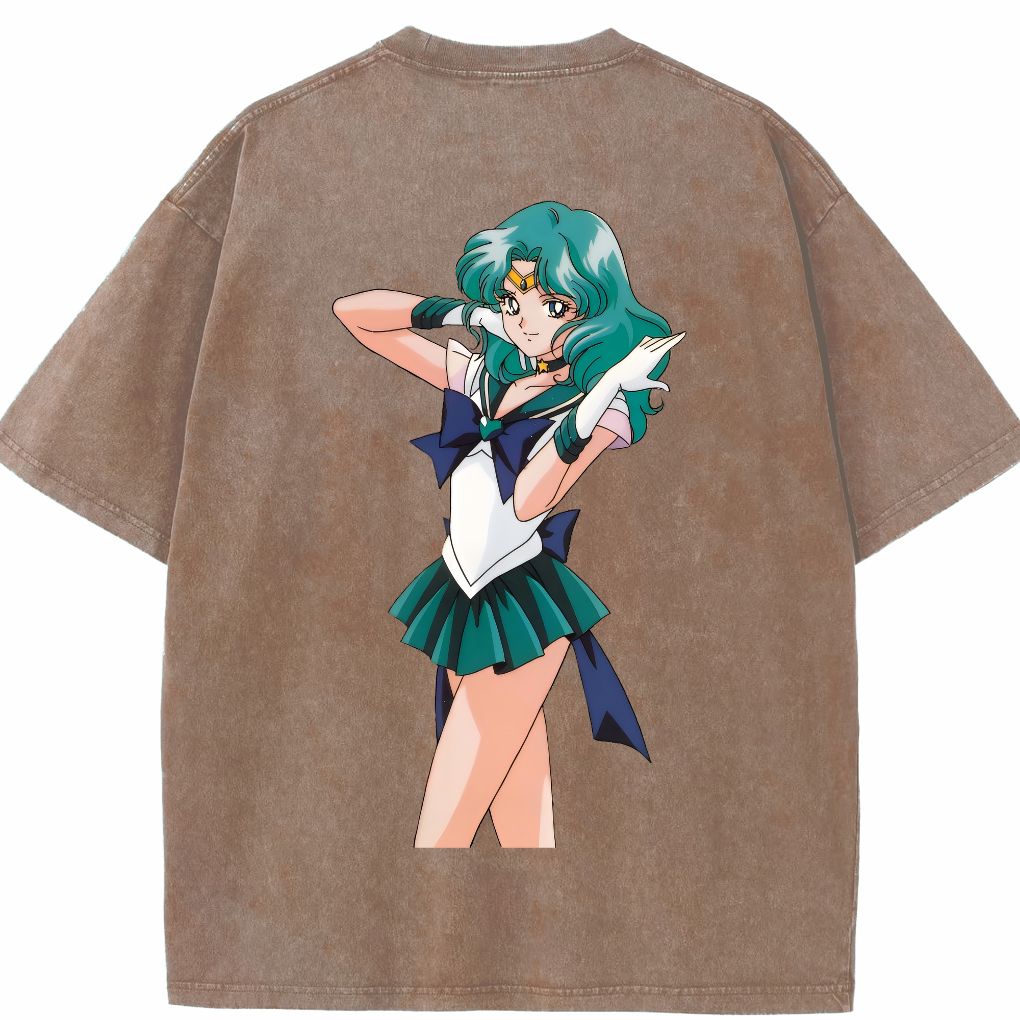 （画像用） 美少女戦士セーラームーン 海王 みちる（かいおう みちる） Sailor Moon Kaiou Michiru 綿100% ヴィンテージ風 半袖Tシャツ（背面プリント）