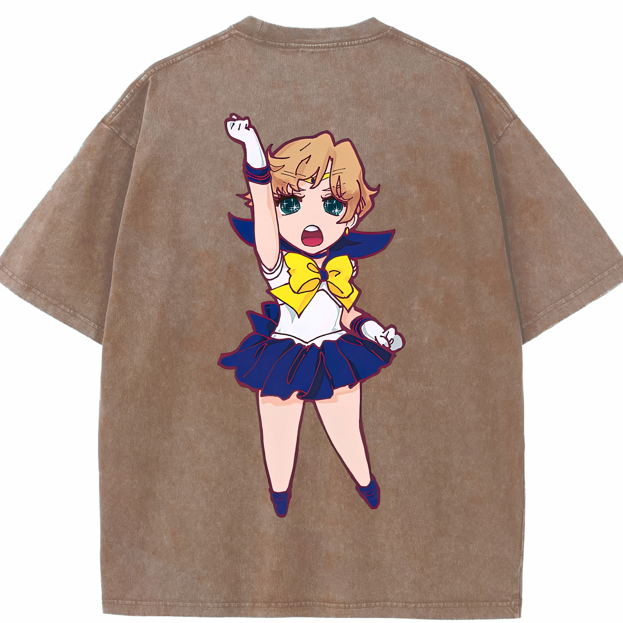 （画像用） 美少女戦士セーラームーン 天王はるか Sailor Moon Tenoh Haruka 綿100% ヴィンテージ風 半袖Tシャツ（背面プリント）