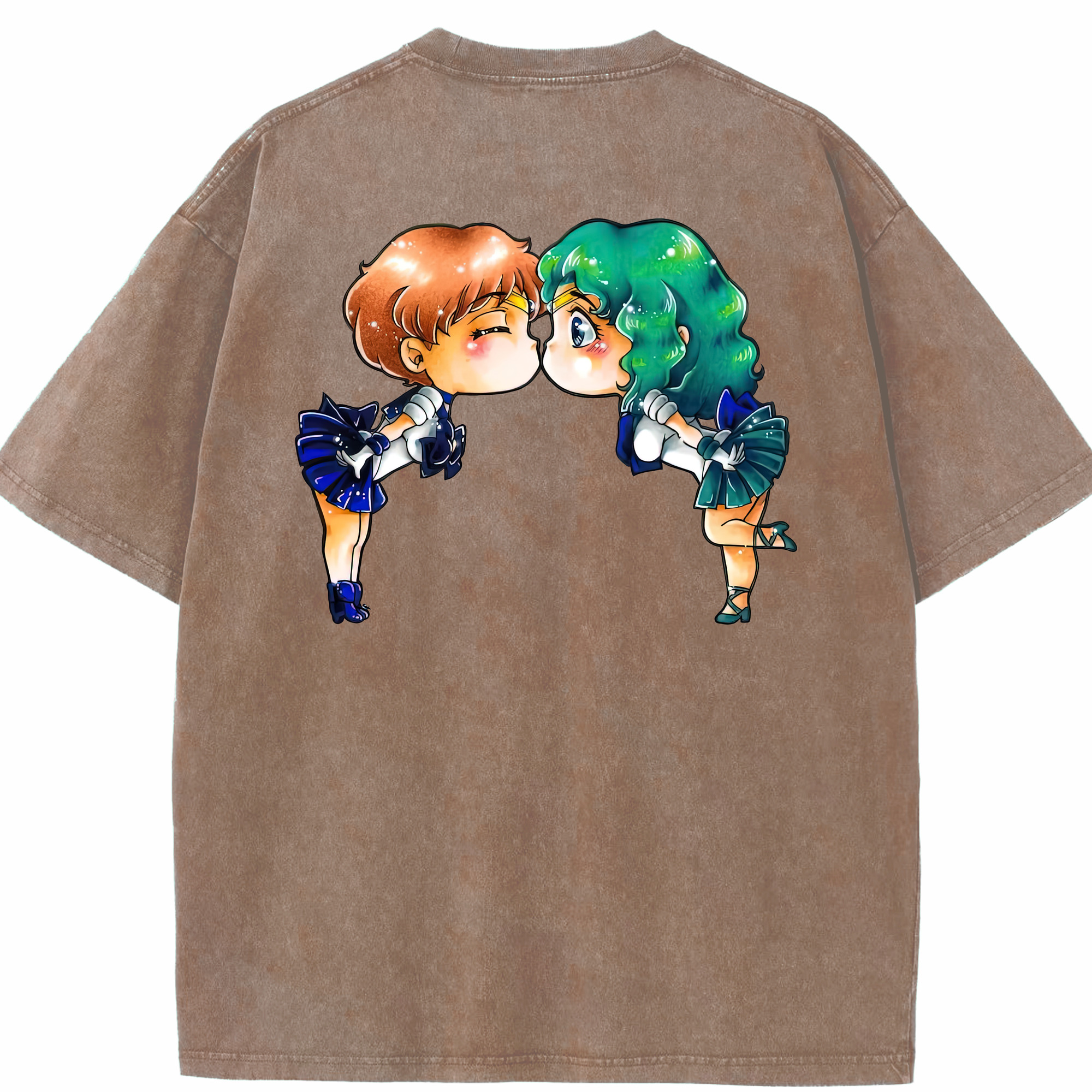 （画像用） 美少女戦士セーラームーン 天王はるか Sailor Moon Tenoh Haruka 綿100% ヴィンテージ風 半袖Tシャツ（背面プリント）