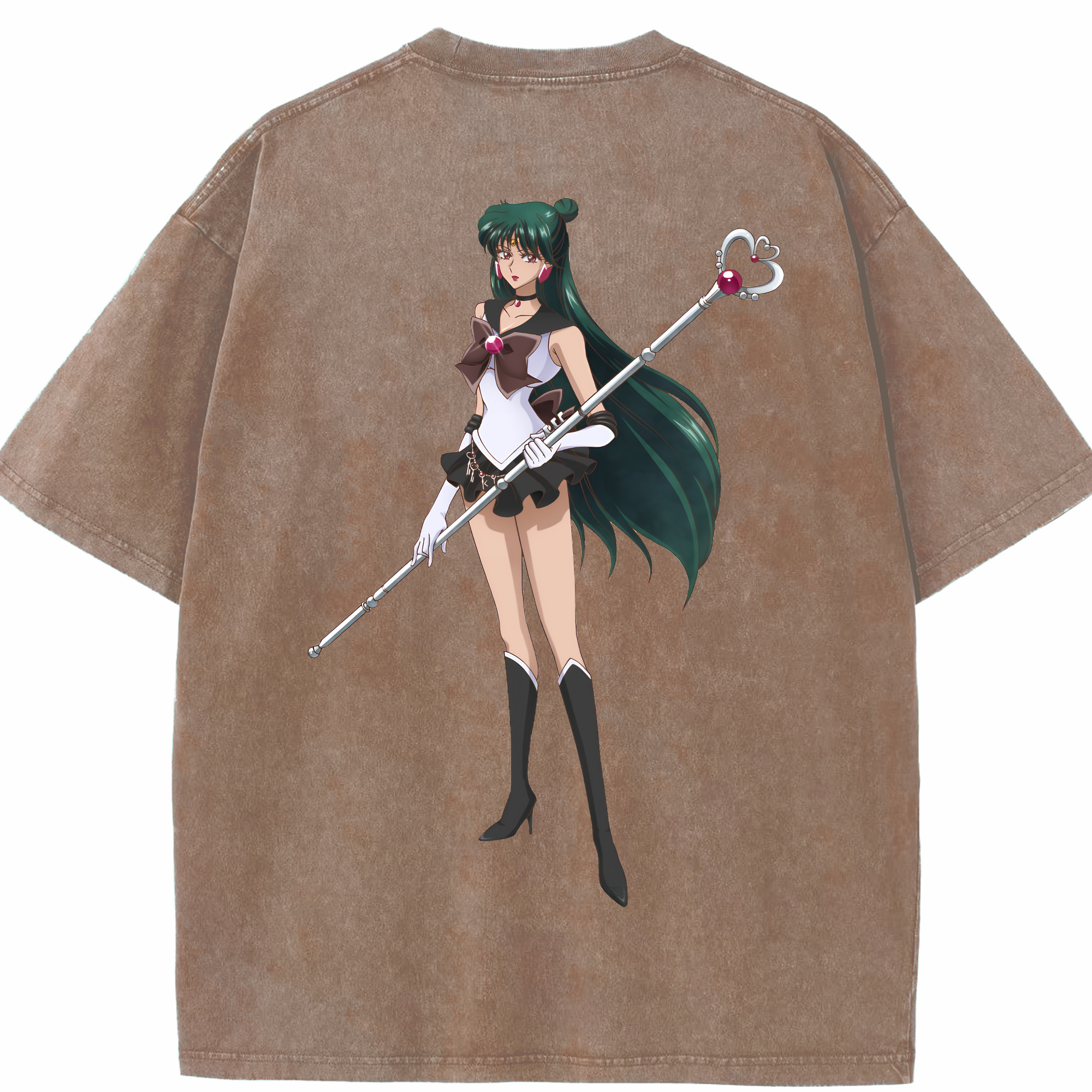 （画像用） 美少女戦士セーラームーン 冥王せつな Sailor Moon Meiou Setsuna 綿100% ヴィンテージ風 半袖Tシャツ（背面プリント）
