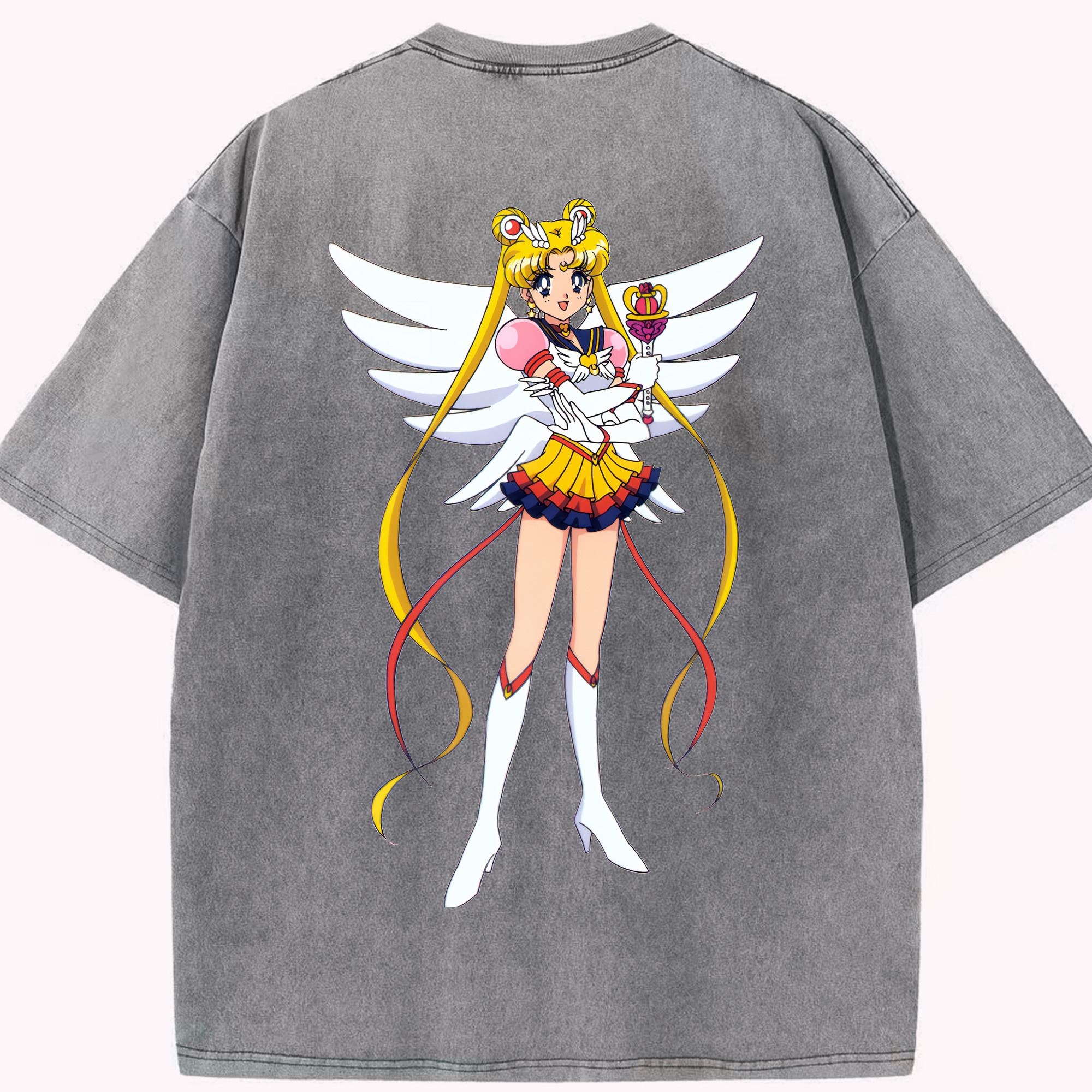 （画像用） 美少女戦士セーラームーン 月野 うさぎ つきの うさぎ Sailor Moon Tsukino Usagi 綿100% ヴィンテージ風 半袖Tシャツ（背面プリント）