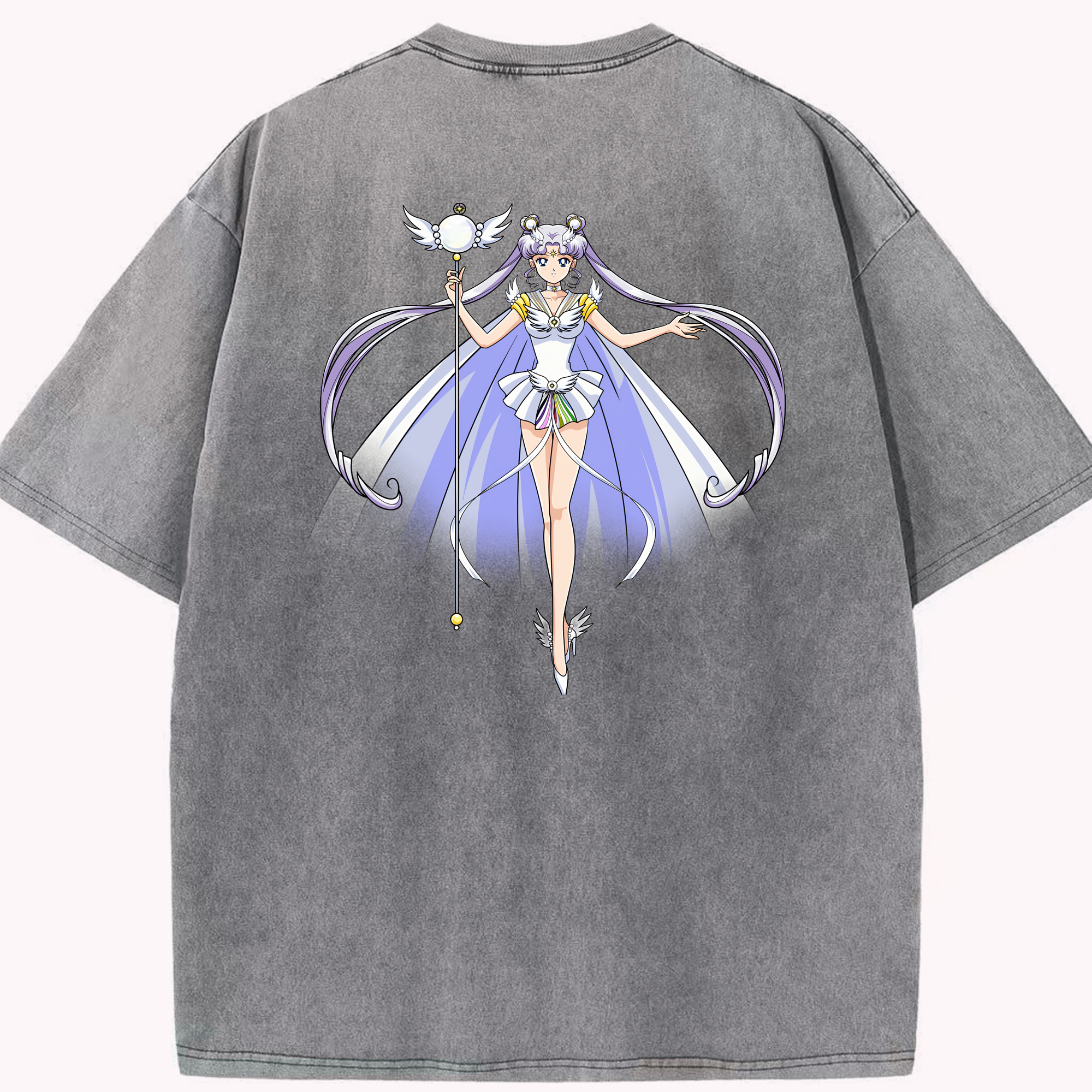 （画像用） 美少女戦士セーラームーン 月野 うさぎ つきの うさぎ Sailor Moon Tsukino Usagi 綿100% ヴィンテージ風 半袖Tシャツ（背面プリント）