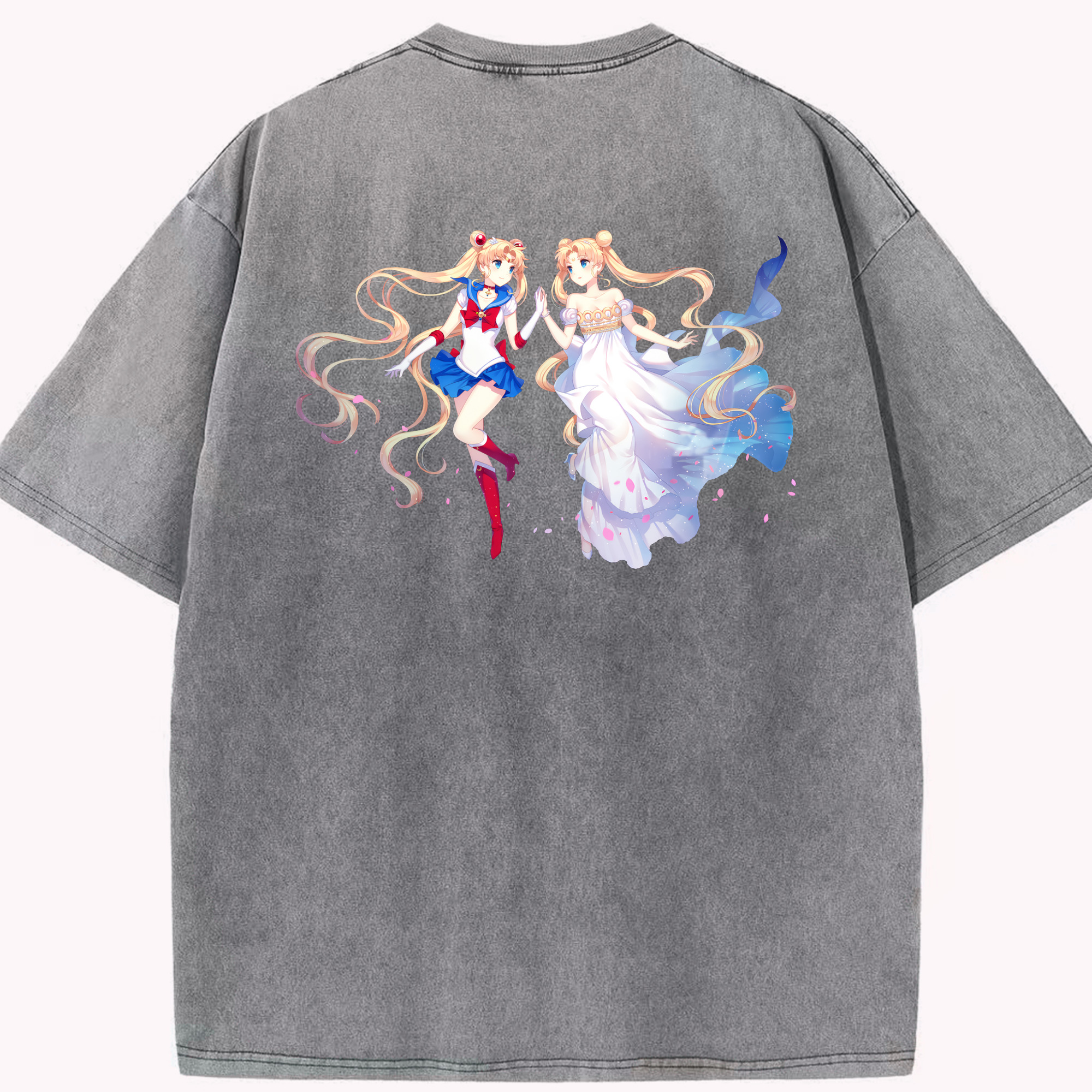 （画像用） 美少女戦士セーラームーン 月野 うさぎ つきの うさぎ Sailor Moon Tsukino Usagi 綿100% ヴィンテージ風 半袖Tシャツ（背面プリント）