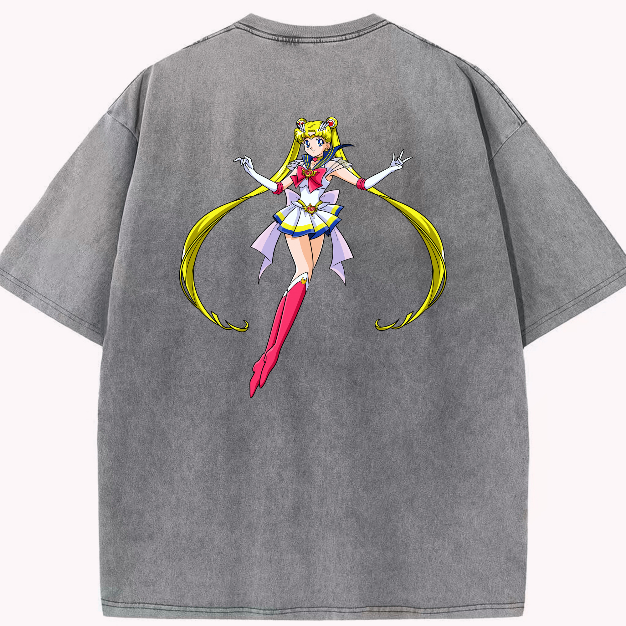 （画像用） 美少女戦士セーラームーン 月野 うさぎ つきの うさぎ Sailor Moon Tsukino Usagi 綿100% ヴィンテージ風 半袖Tシャツ（背面プリント）