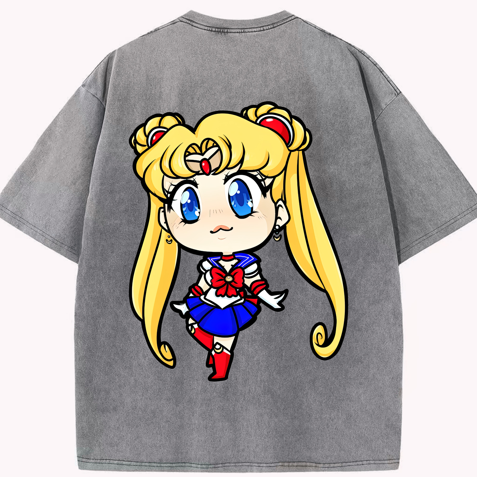 （画像用） 美少女戦士セーラームーン 月野 うさぎ つきの うさぎ Sailor Moon Tsukino Usagi 綿100% ヴィンテージ風 半袖Tシャツ（背面プリント）
