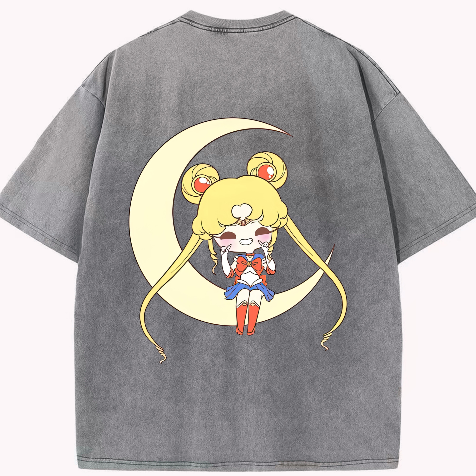 （画像用） 美少女戦士セーラームーン 月野 うさぎ つきの うさぎ Sailor Moon Tsukino Usagi 綿100% ヴィンテージ風 半袖Tシャツ（背面プリント）