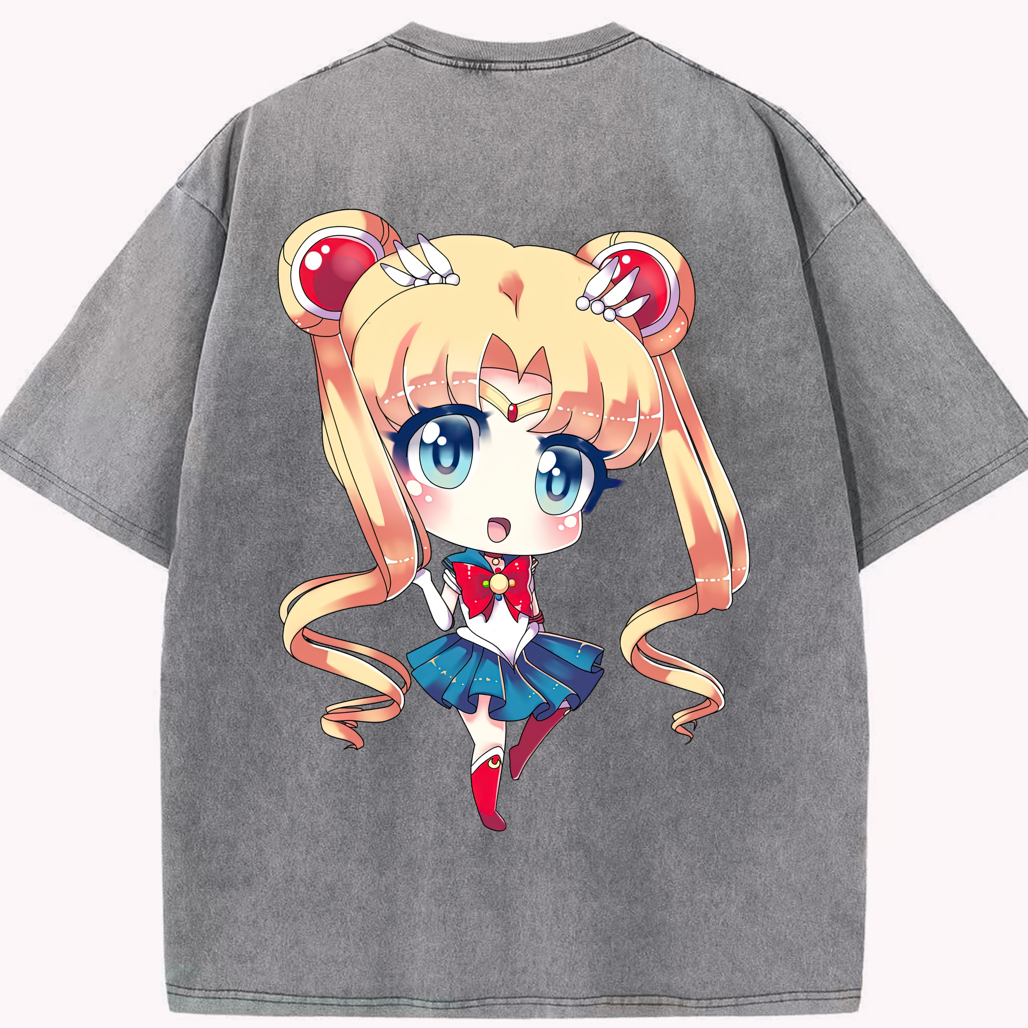 （画像用） 美少女戦士セーラームーン 月野 うさぎ つきの うさぎ Sailor Moon Tsukino Usagi 綿100% ヴィンテージ風 半袖Tシャツ（背面プリント）