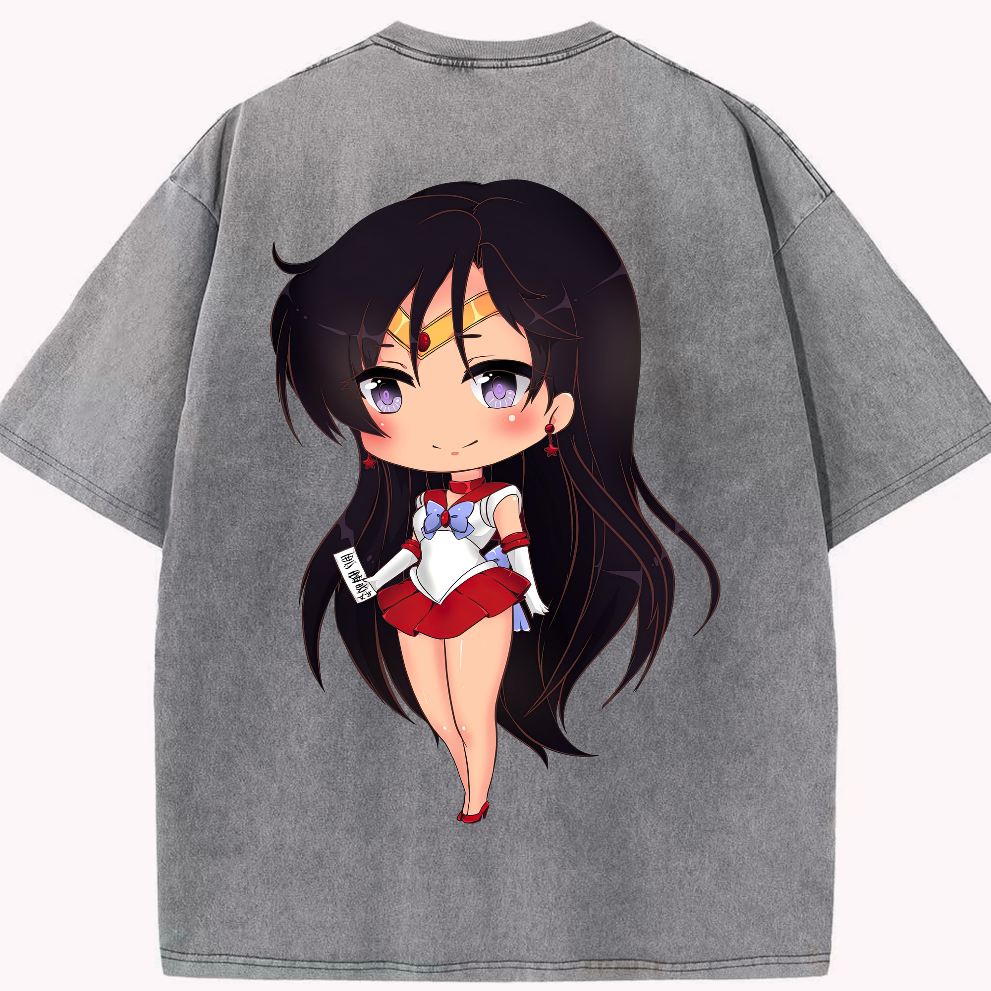（画像用） 美少女戦士セーラームーン 火野レイ ひの レイ Sailor Moon Hino Rei （セーラーマーズ,Sailor Mars） 綿100% ヴィンテージ風 半袖Tシャツ（背面プリント）