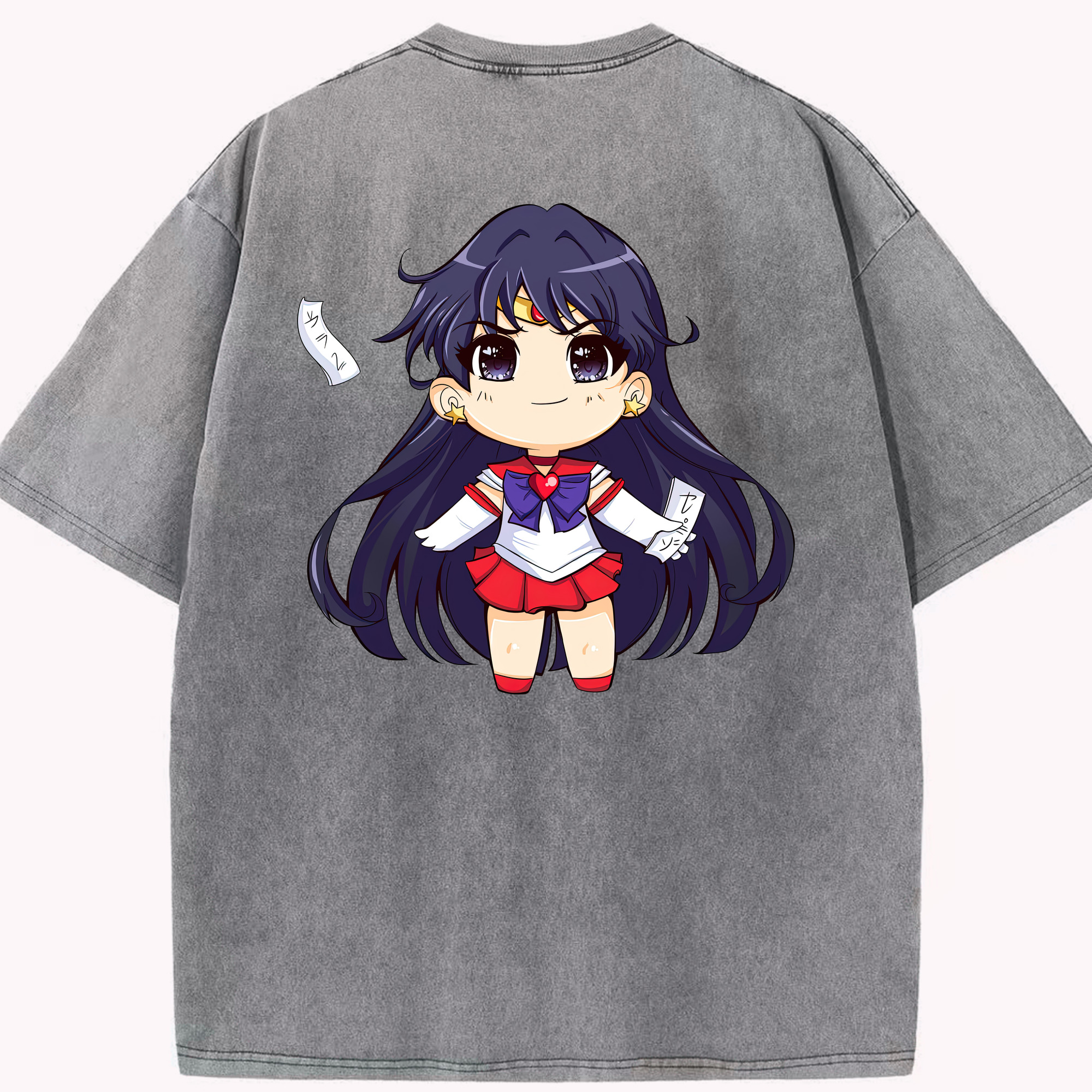 （画像用） 美少女戦士セーラームーン 火野レイ ひの レイ Sailor Moon Hino Rei （セーラーマーズ,Sailor Mars） 綿100% ヴィンテージ風 半袖Tシャツ（背面プリント）