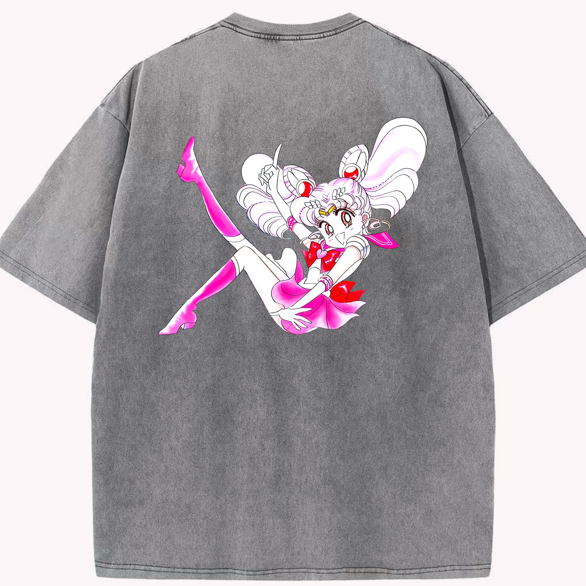 （画像用） 美少女戦士セーラームーン ちびうさ Sailor Moon Chibiusa Tsukino Usagi Small Lady Serenity 綿100% ヴィンテージ風 半袖Tシャツ（背面プリント）