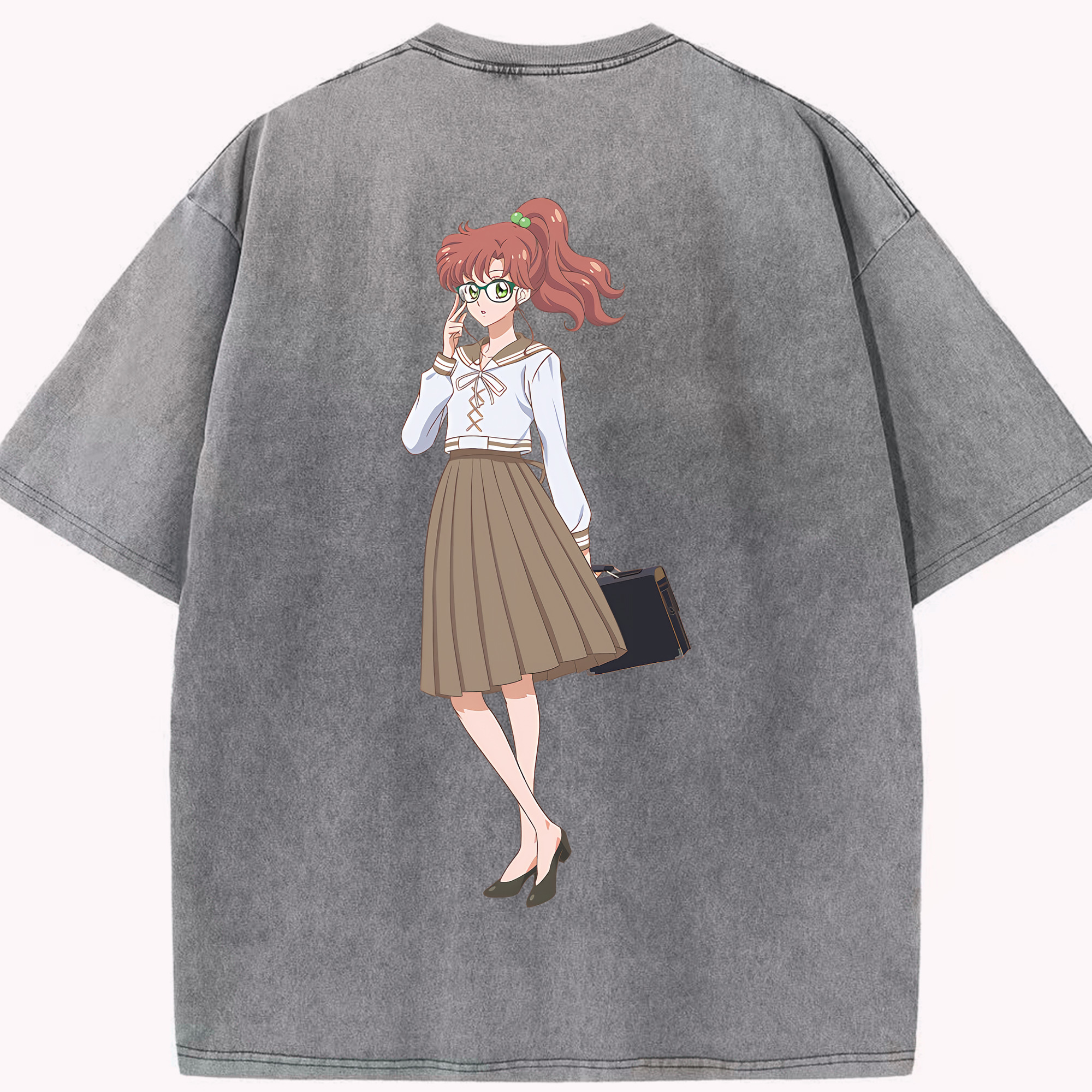 （画像用） 美少女戦士セーラームーン 木野 まこと きの まこと Sailor Moon Kino Makoto （セーラージュピター；Sailor Jupiter） 綿100% ヴィンテージ風 半袖Tシャツ（背面プリント）