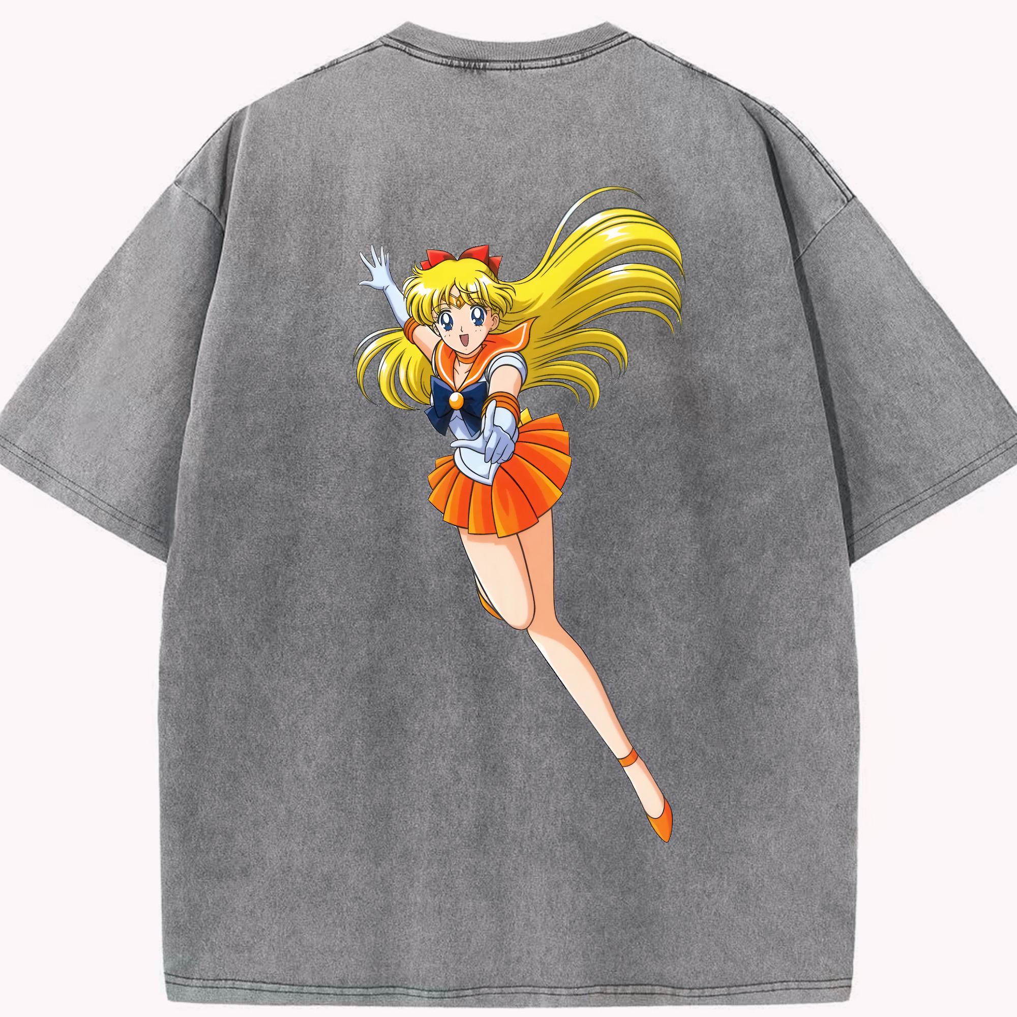 （画像用） 美少女戦士セーラームーン 愛野 美奈子 あいの みなこ Sailor Moon Aino Minako 綿100% ヴィンテージ風 半袖Tシャツ（背面プリント）