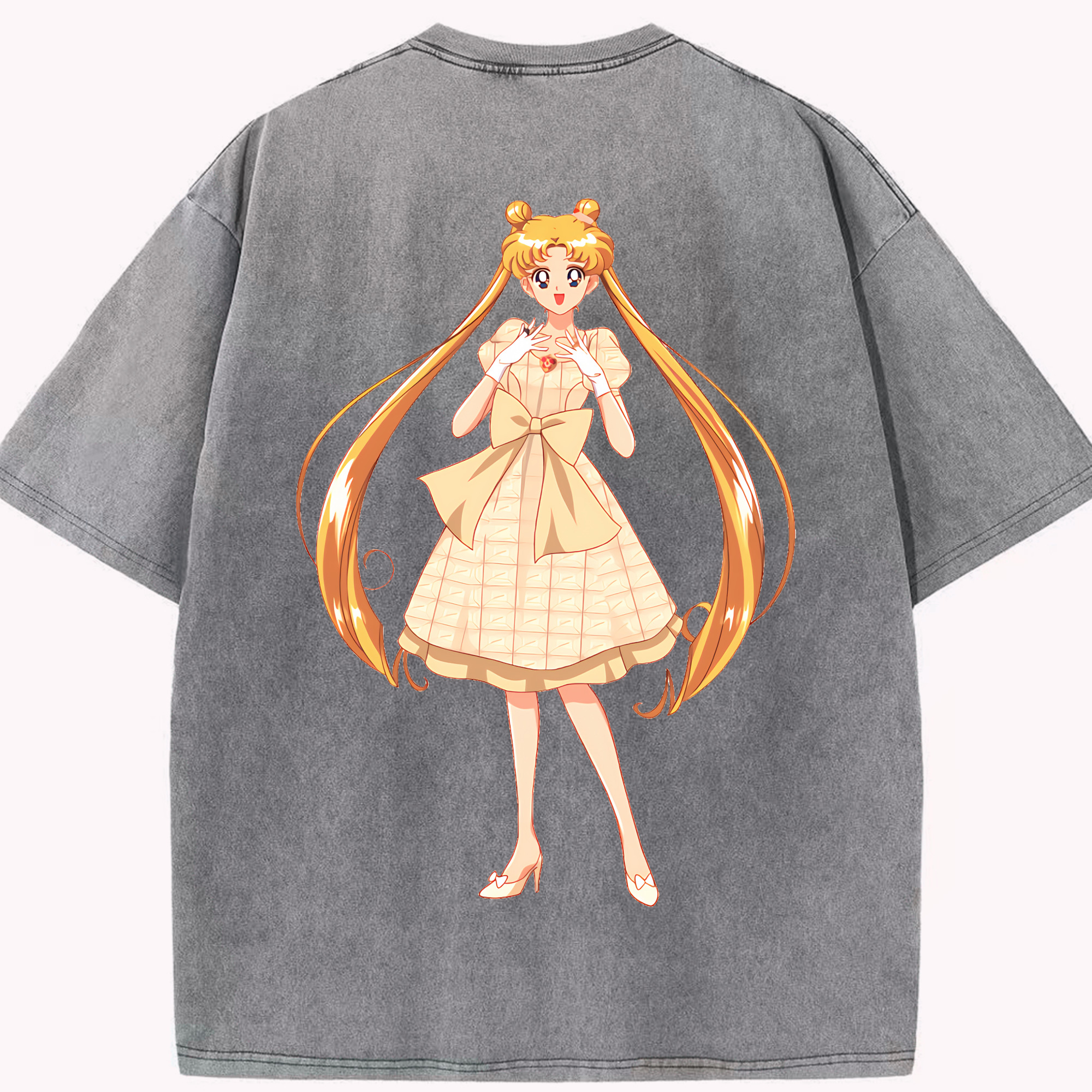 （画像用） 美少女戦士セーラームーン 愛野 美奈子 あいの みなこ Sailor Moon Aino Minako 綿100% ヴィンテージ風 半袖Tシャツ（背面プリント）