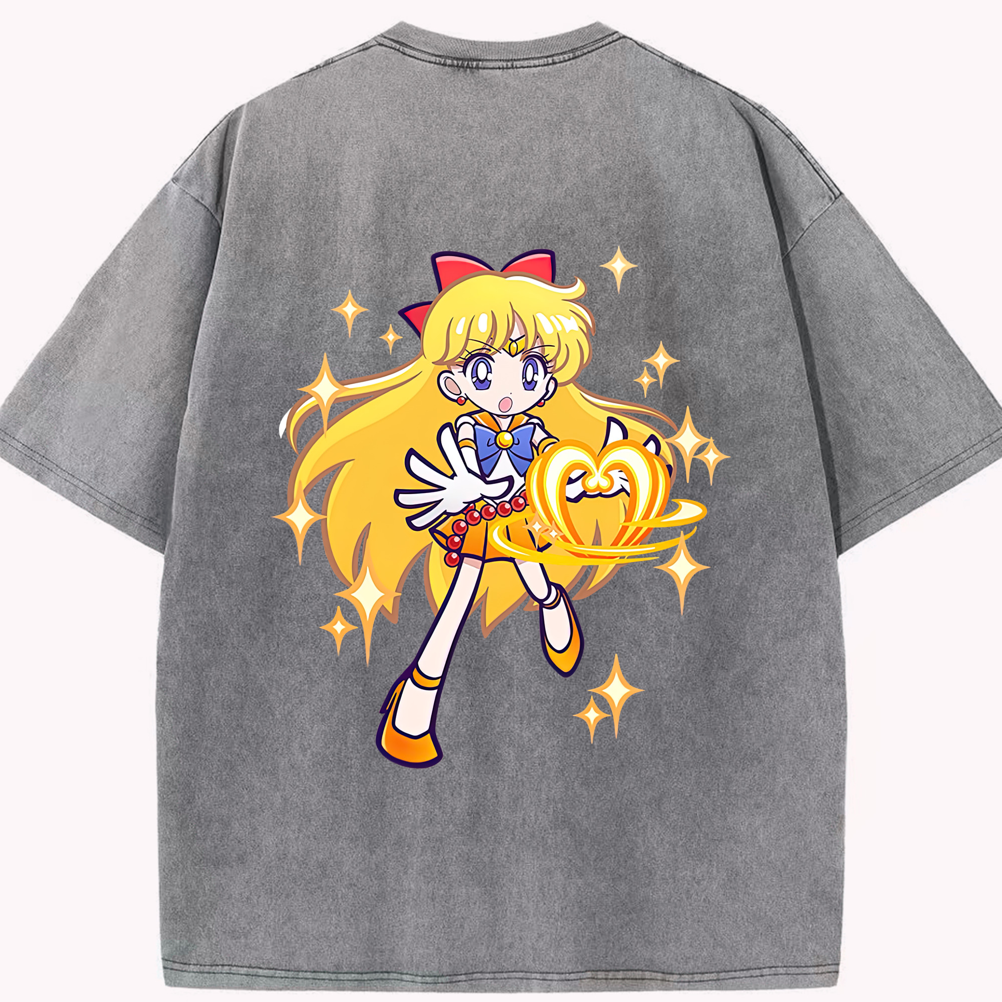 （画像用） 美少女戦士セーラームーン 愛野 美奈子 あいの みなこ Sailor Moon Aino Minako 綿100% ヴィンテージ風 半袖Tシャツ（背面プリント）