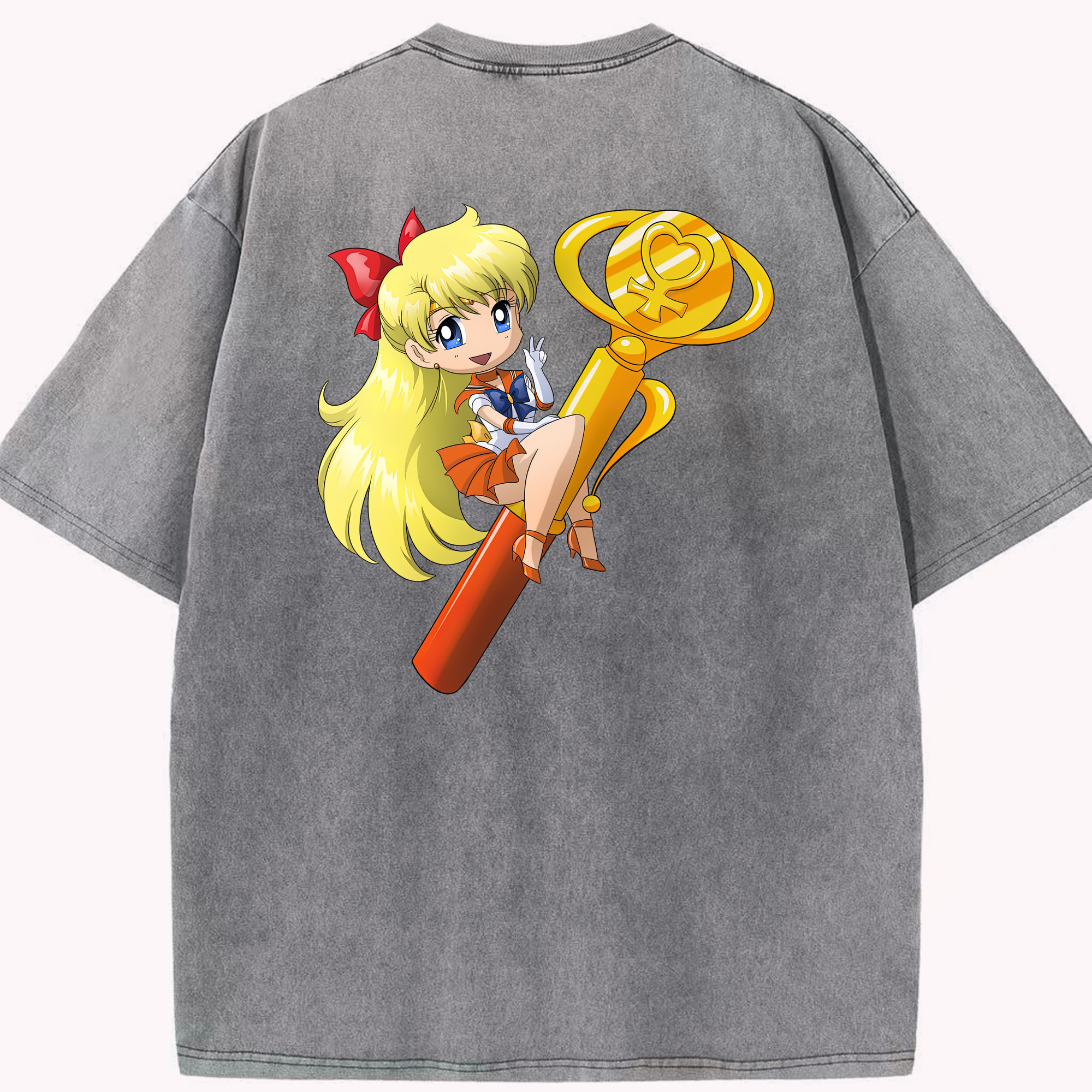 （画像用） 美少女戦士セーラームーン 愛野 美奈子 あいの みなこ Sailor Moon Aino Minako 綿100% ヴィンテージ風 半袖Tシャツ（背面プリント）