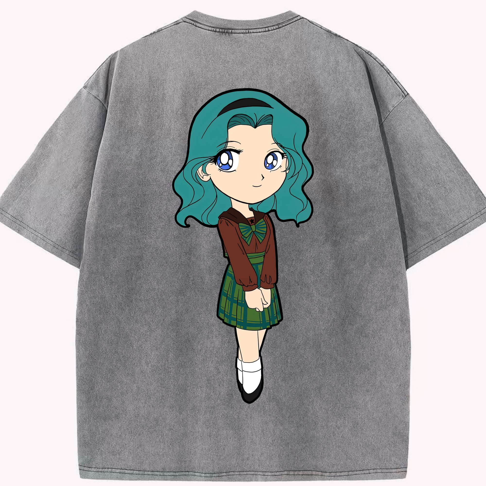 （画像用） 美少女戦士セーラームーン 海王 みちる（かいおう みちる） Sailor Moon Kaiou Michiru 綿100% ヴィンテージ風 半袖Tシャツ（背面プリント）