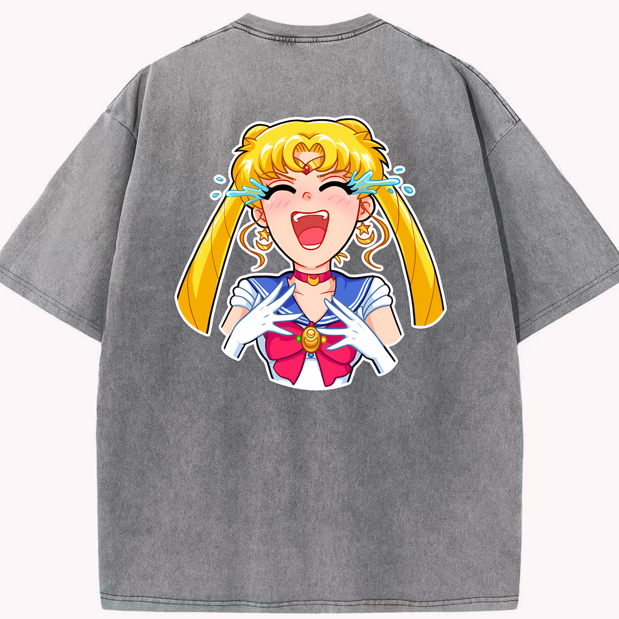 （画像用） 美少女戦士セーラームーン 月野 うさぎ つきの うさぎ Sailor Moon Tsukino Usagi 綿100% ヴィンテージ風 半袖Tシャツ（背面プリント）