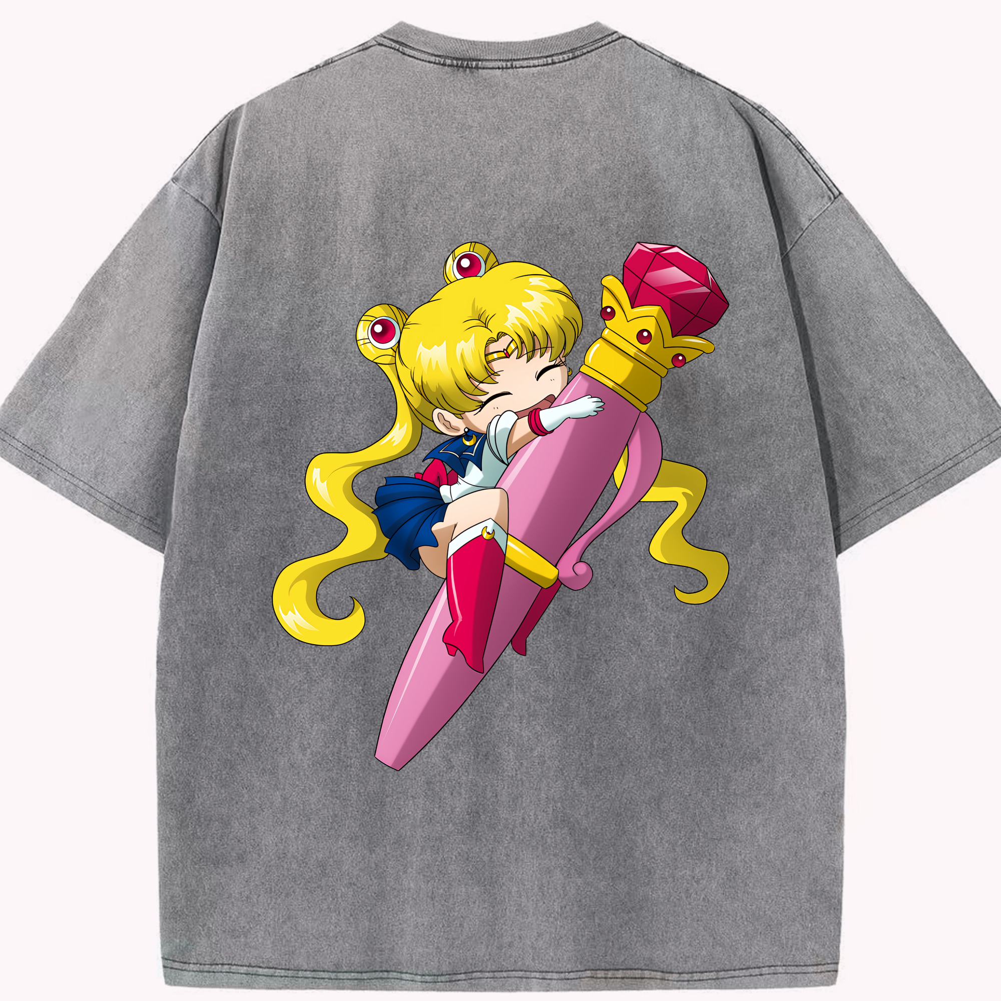 （画像用） 美少女戦士セーラームーン 月野 うさぎ つきの うさぎ Sailor Moon Tsukino Usagi 綿100% ヴィンテージ風 半袖Tシャツ（背面プリント）