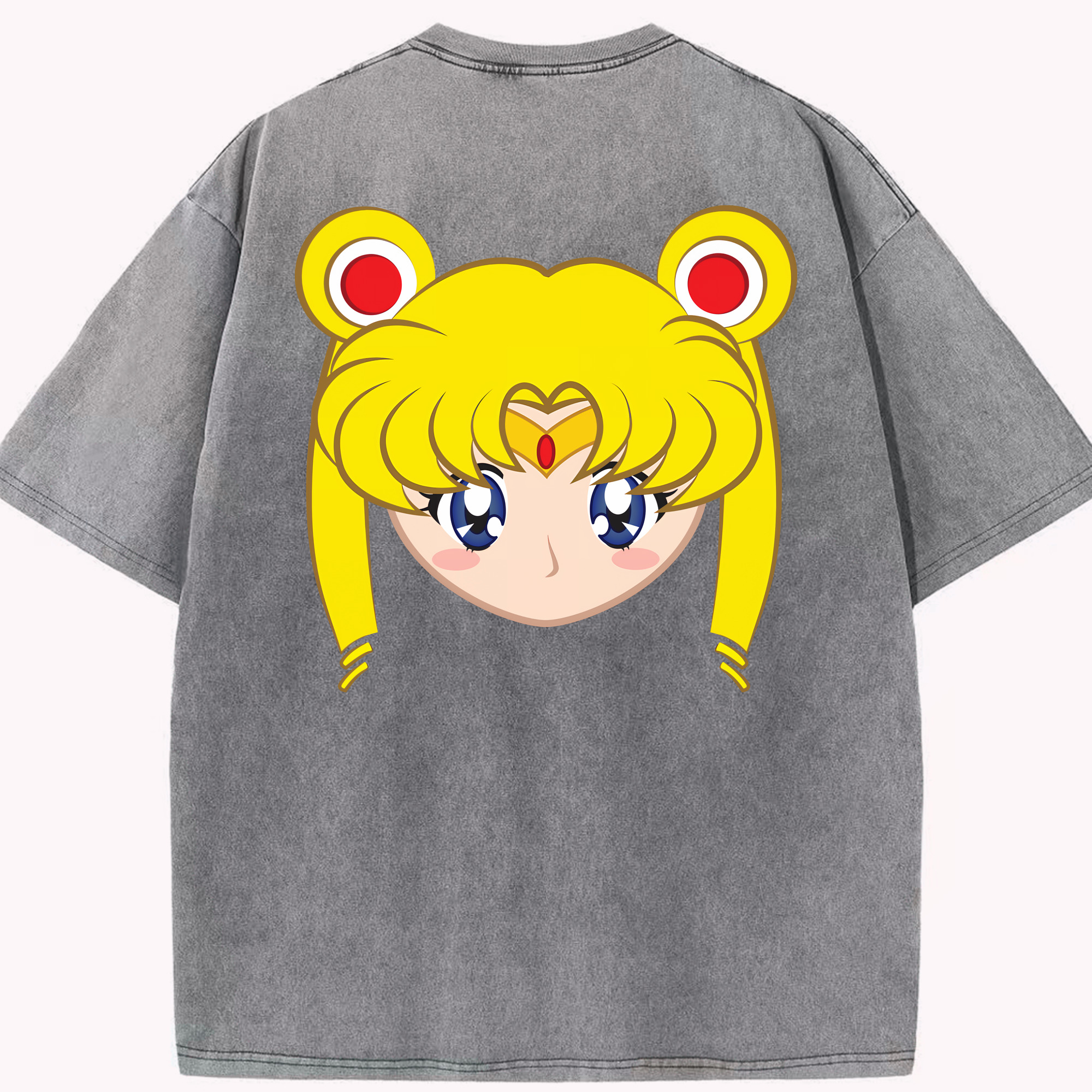 （画像用） 美少女戦士セーラームーン 月野 うさぎ つきの うさぎ Sailor Moon Tsukino Usagi 綿100% ヴィンテージ風 半袖Tシャツ（背面プリント）
