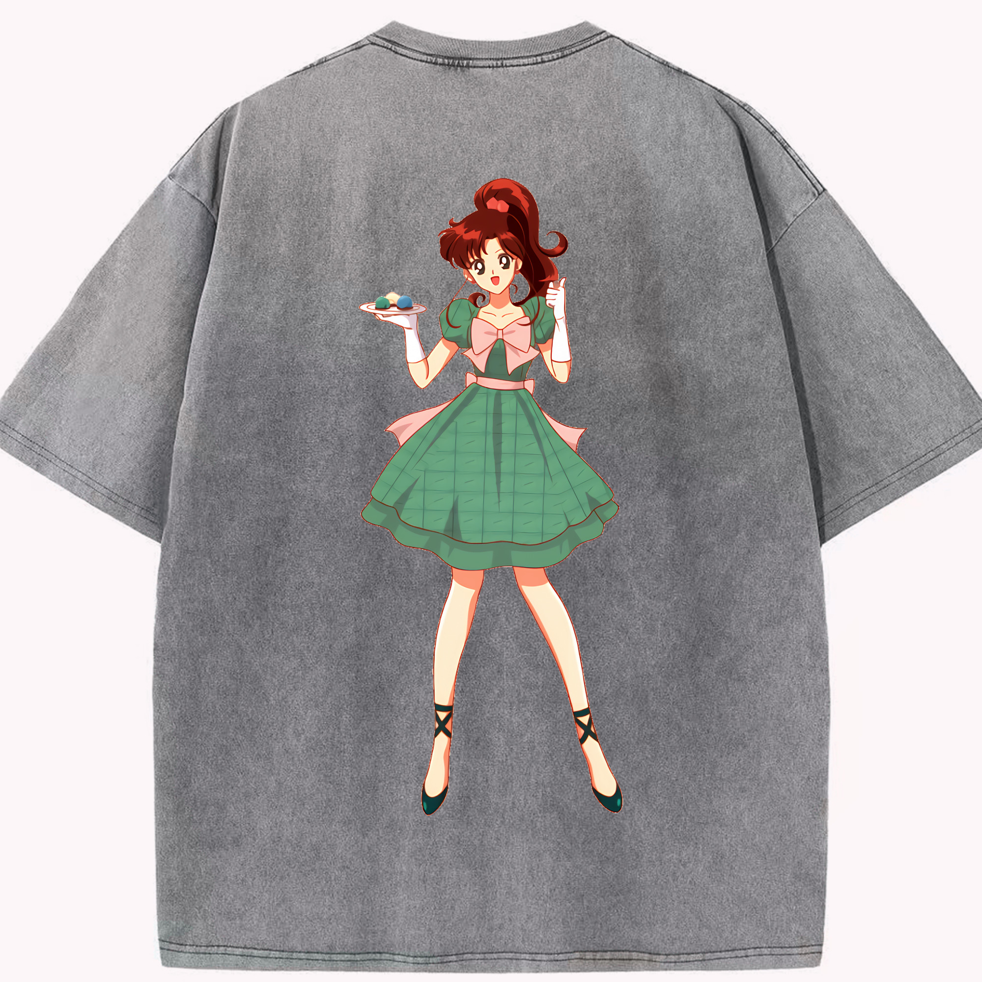 （画像用） 美少女戦士セーラームーン 木野 まこと きの まこと Sailor Moon Kino Makoto （セーラージュピター；Sailor Jupiter） 綿100% ヴィンテージ風 半袖Tシャツ（背面プリント）