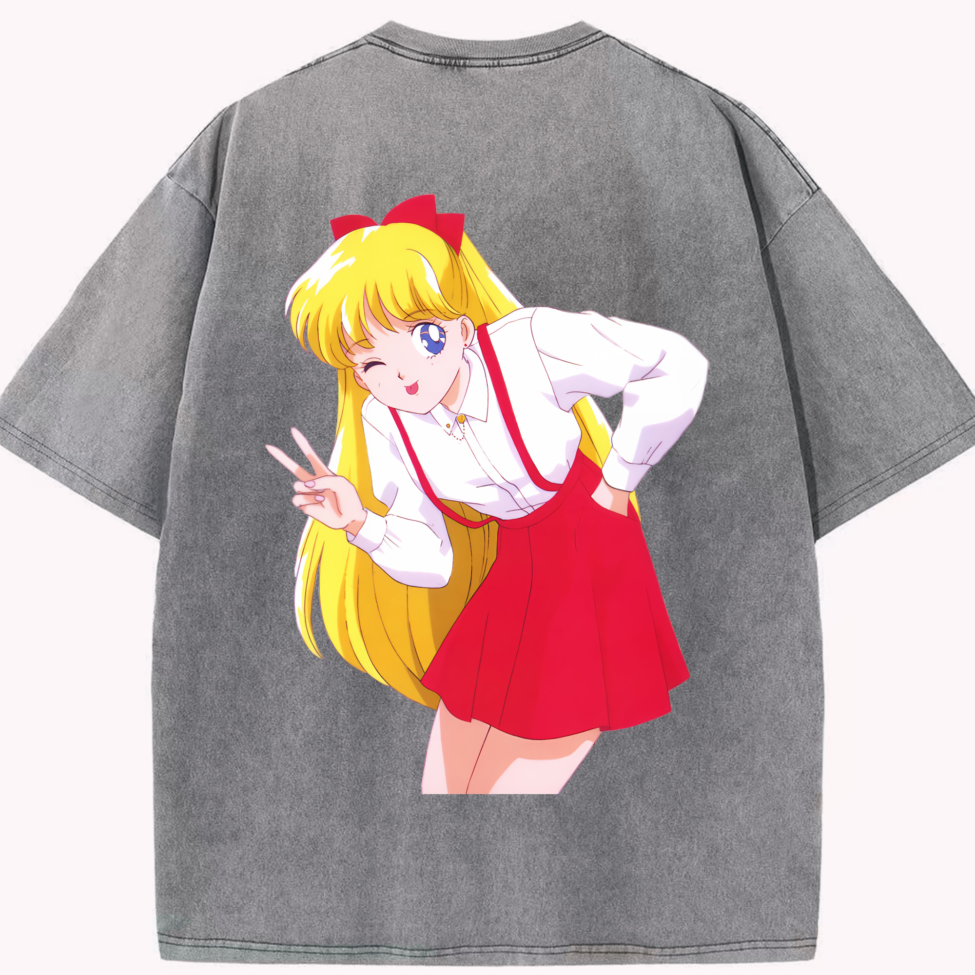 （画像用） 美少女戦士セーラームーン 愛野 美奈子 あいの みなこ Sailor Moon Aino Minako 綿100% ヴィンテージ風 半袖Tシャツ（背面プリント）