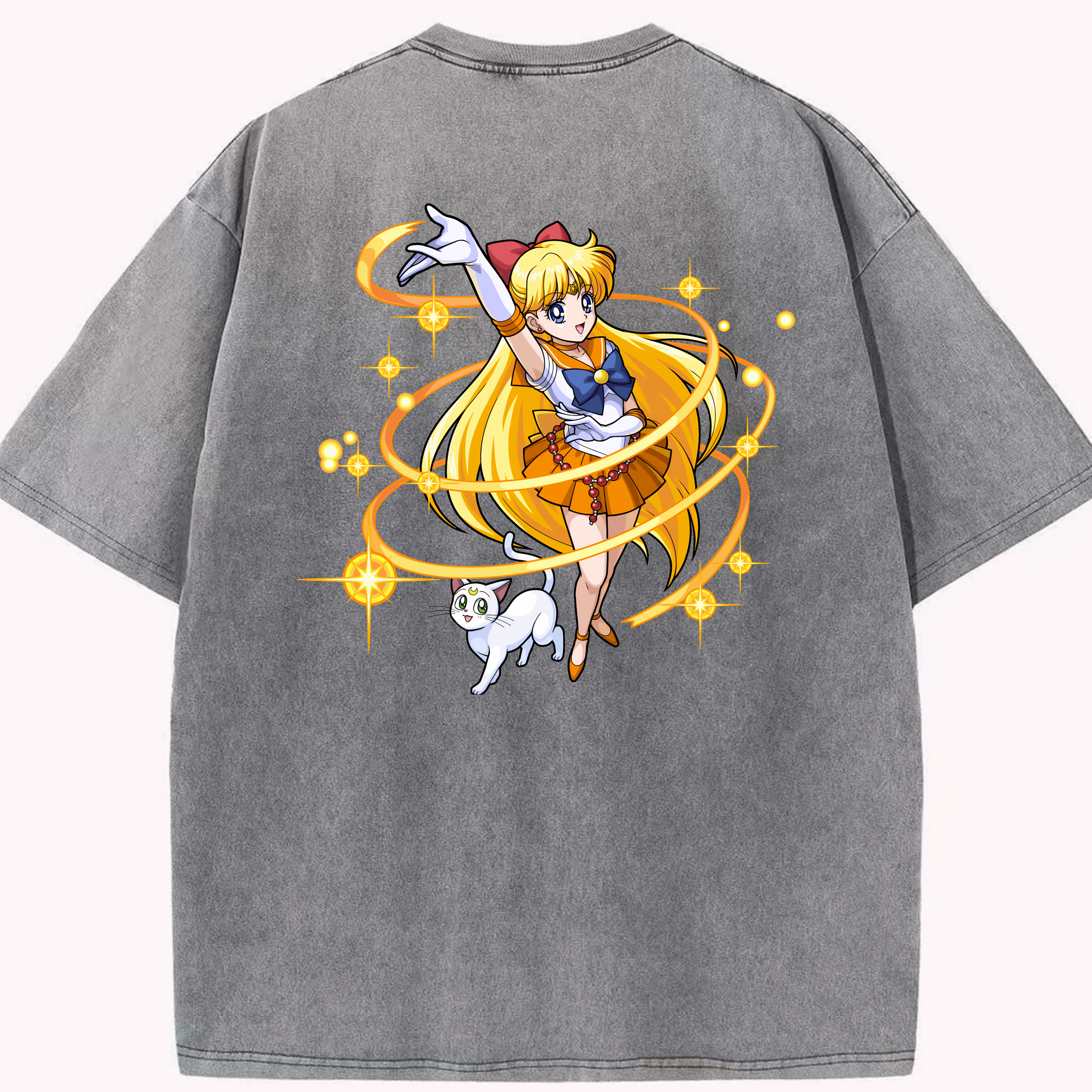 （画像用） 美少女戦士セーラームーン 愛野 美奈子 あいの みなこ Sailor Moon Aino Minako 綿100% ヴィンテージ風 半袖Tシャツ（背面プリント）