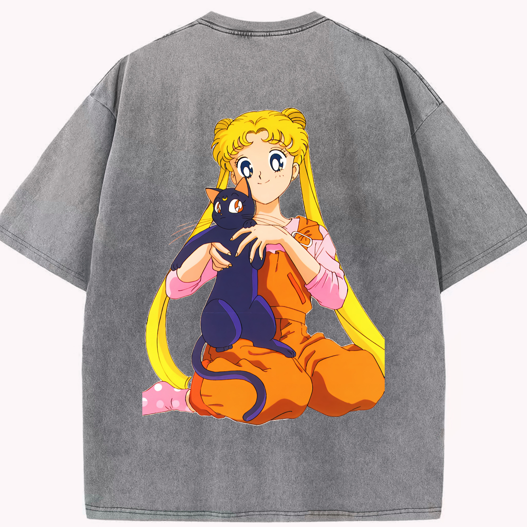 （画像用） 美少女戦士セーラームーン 愛野 美奈子 あいの みなこ Sailor Moon Aino Minako 綿100% ヴィンテージ風 半袖Tシャツ（背面プリント）