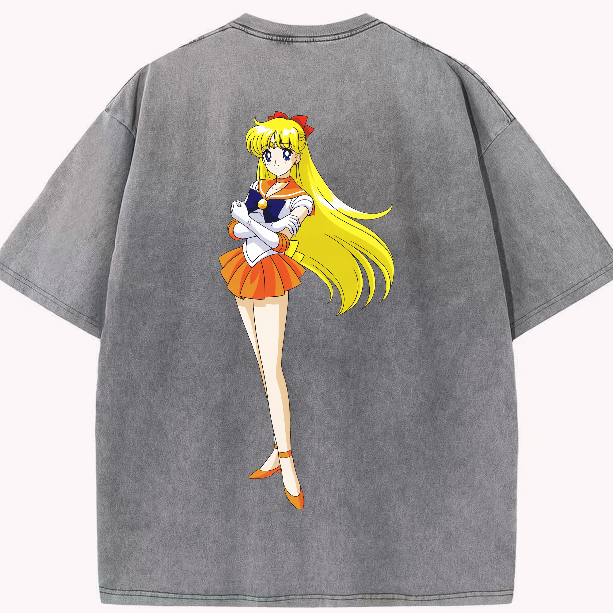 （画像用） 美少女戦士セーラームーン 愛野 美奈子 あいの みなこ Sailor Moon Aino Minako 綿100% ヴィンテージ風 半袖Tシャツ（背面プリント）
