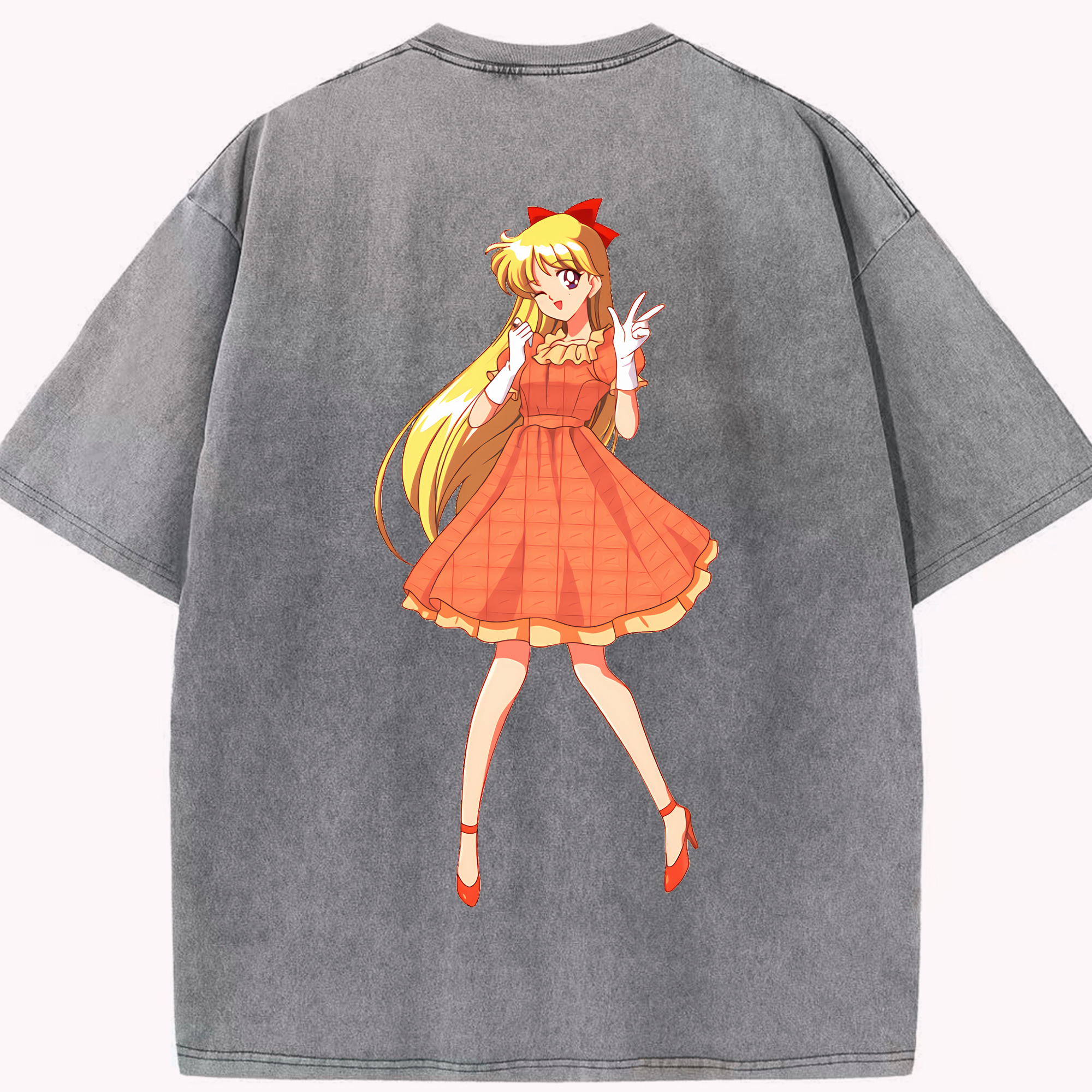 （画像用） 美少女戦士セーラームーン 愛野 美奈子 あいの みなこ Sailor Moon Aino Minako 綿100% ヴィンテージ風 半袖Tシャツ（背面プリント）