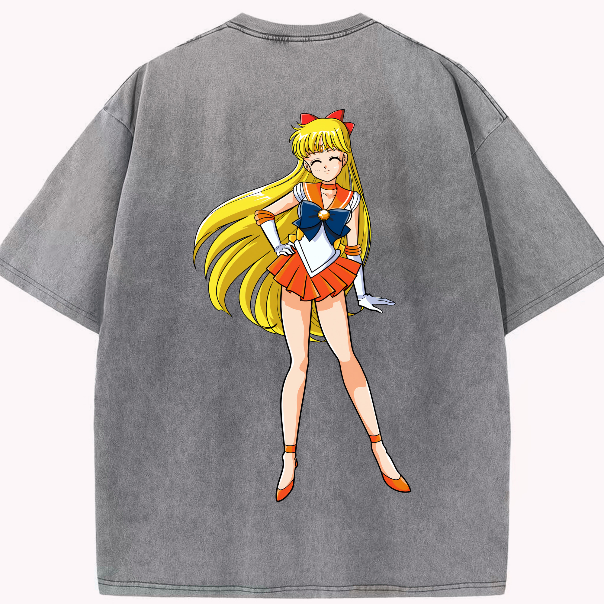 （画像用） 美少女戦士セーラームーン 愛野 美奈子 あいの みなこ Sailor Moon Aino Minako 綿100% ヴィンテージ風 半袖Tシャツ（背面プリント）