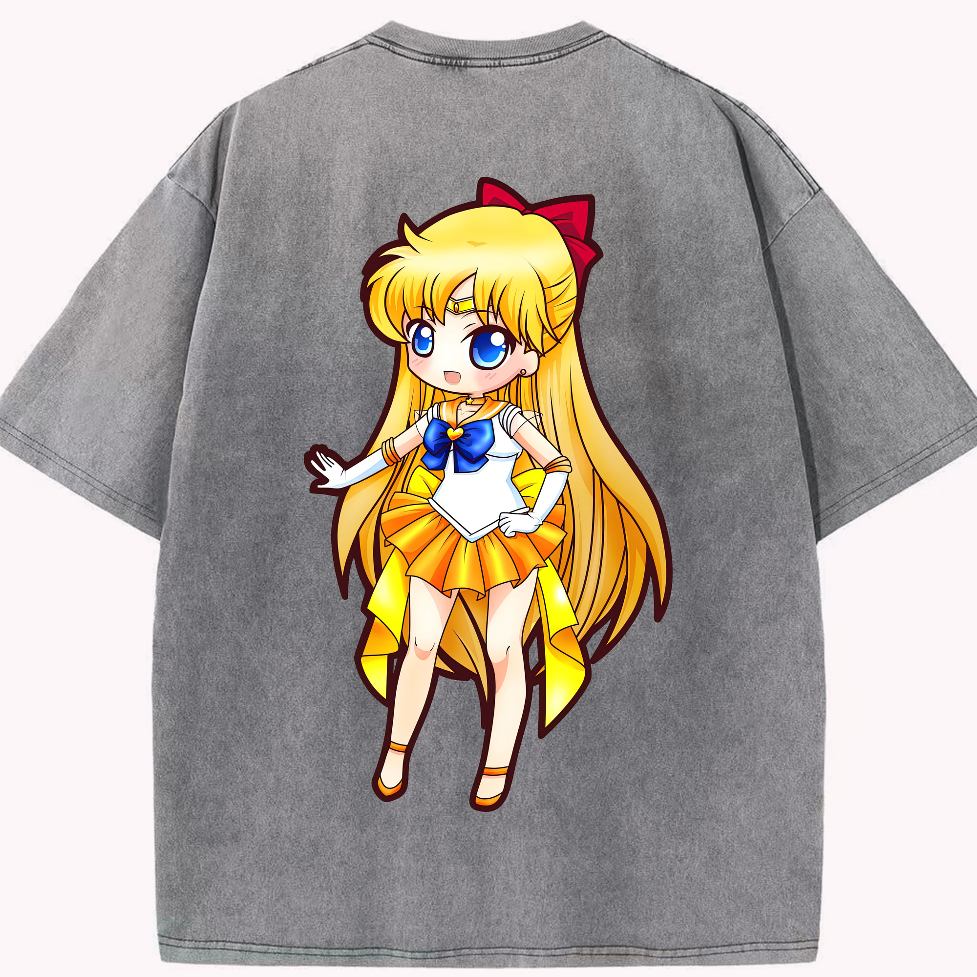 （画像用） 美少女戦士セーラームーン 愛野 美奈子 あいの みなこ Sailor Moon Aino Minako 綿100% ヴィンテージ風 半袖Tシャツ（背面プリント）