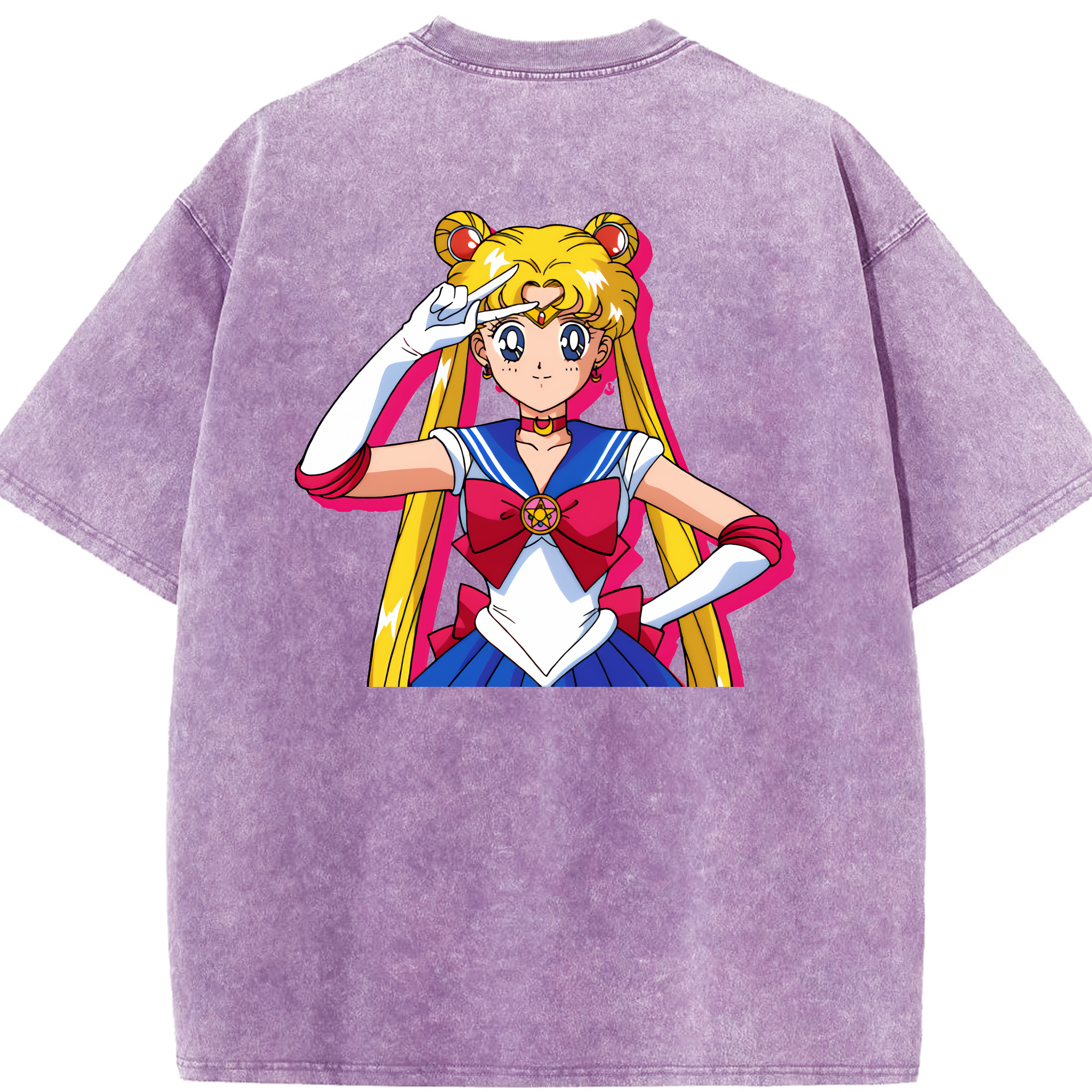 （画像用） 美少女戦士セーラームーン 月野 うさぎ つきの うさぎ Sailor Moon Tsukino Usagi 綿100% ヴィンテージ風 半袖Tシャツ（背面プリント）