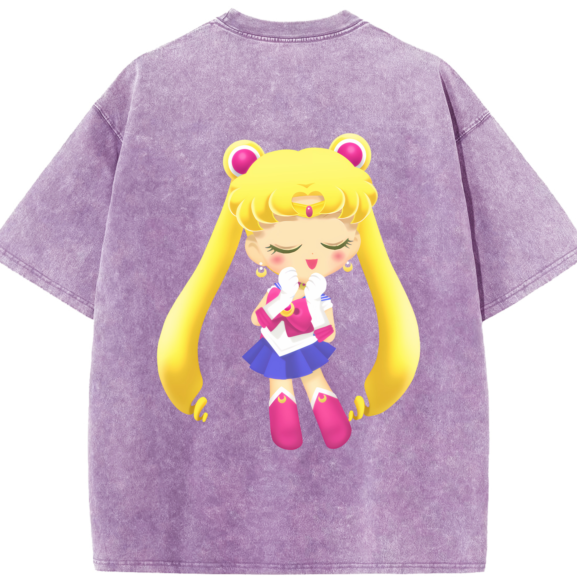 （画像用） 美少女戦士セーラームーン 月野 うさぎ つきの うさぎ Sailor Moon Tsukino Usagi 綿100% ヴィンテージ風 半袖Tシャツ（背面プリント）