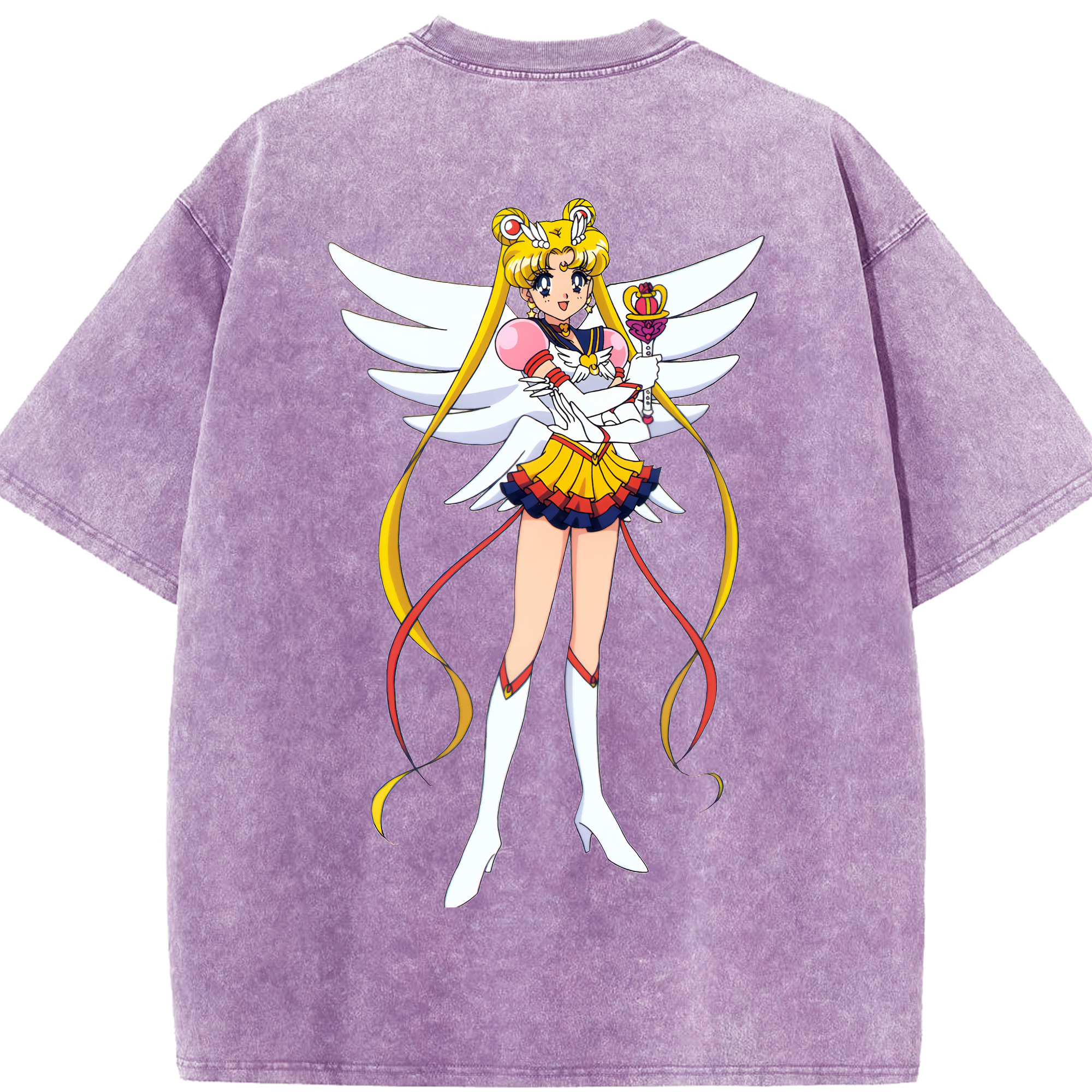 （画像用） 美少女戦士セーラームーン 月野 うさぎ つきの うさぎ Sailor Moon Tsukino Usagi 綿100% ヴィンテージ風 半袖Tシャツ（背面プリント）