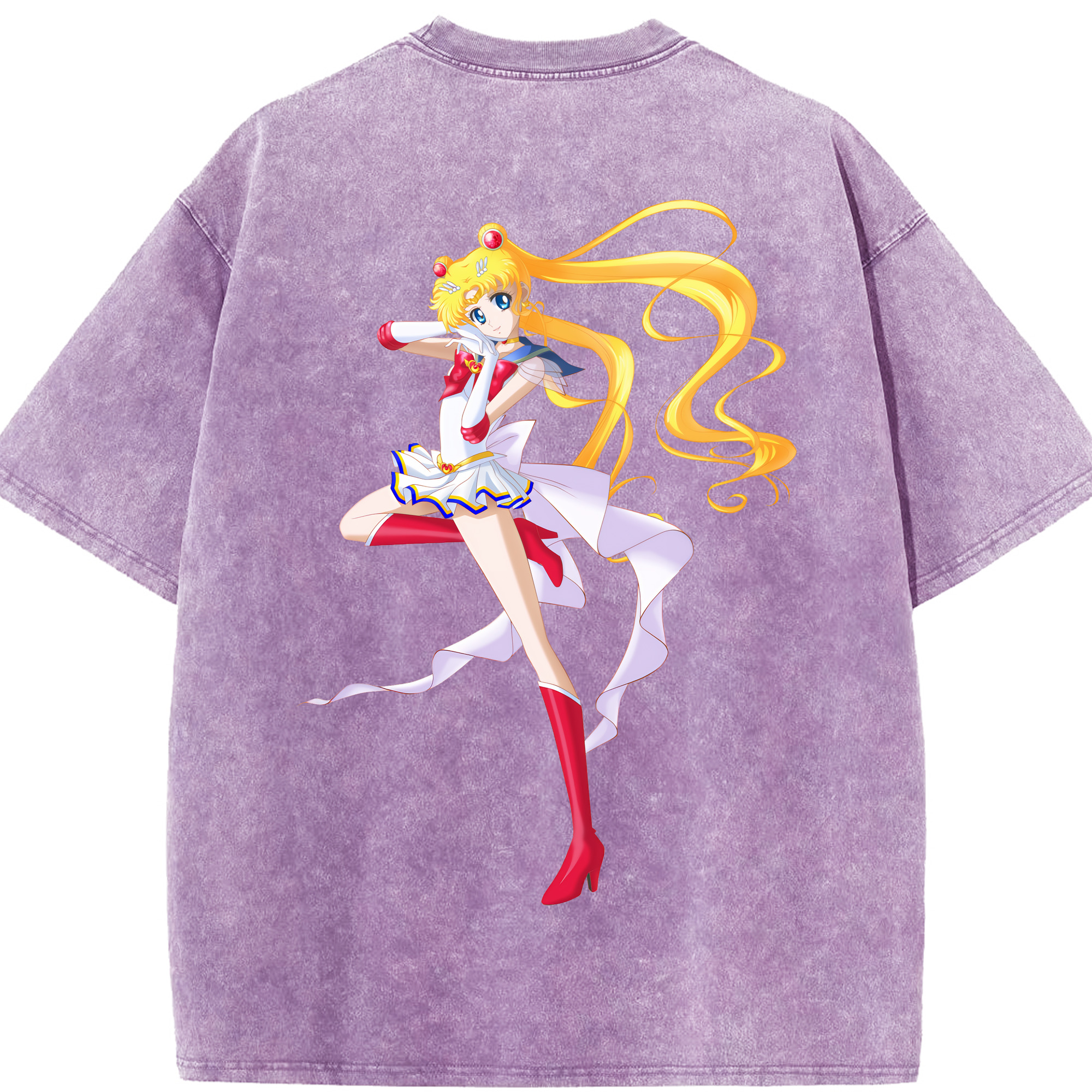 （画像用） 美少女戦士セーラームーン 月野 うさぎ つきの うさぎ Sailor Moon Tsukino Usagi 綿100% ヴィンテージ風 半袖Tシャツ（背面プリント）