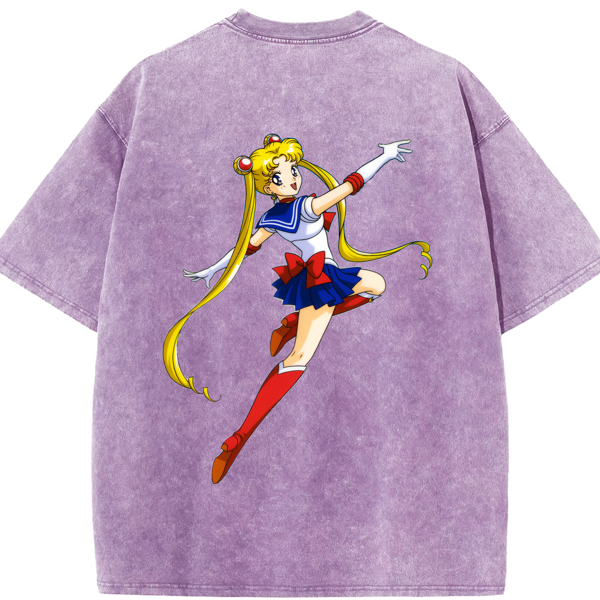 （画像用） 美少女戦士セーラームーン 月野 うさぎ つきの うさぎ Sailor Moon Tsukino Usagi 綿100% ヴィンテージ風 半袖Tシャツ（背面プリント）