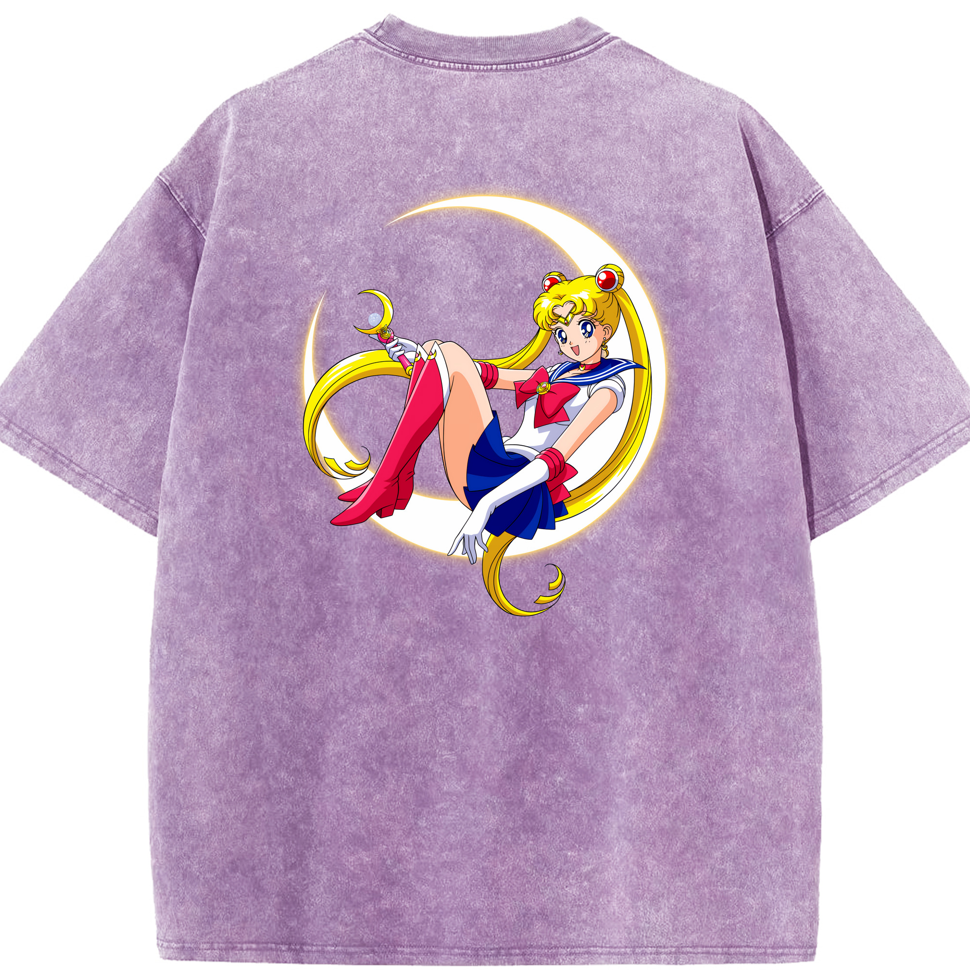 （画像用） 美少女戦士セーラームーン 月野 うさぎ つきの うさぎ Sailor Moon Tsukino Usagi 綿100% ヴィンテージ風 半袖Tシャツ（背面プリント）