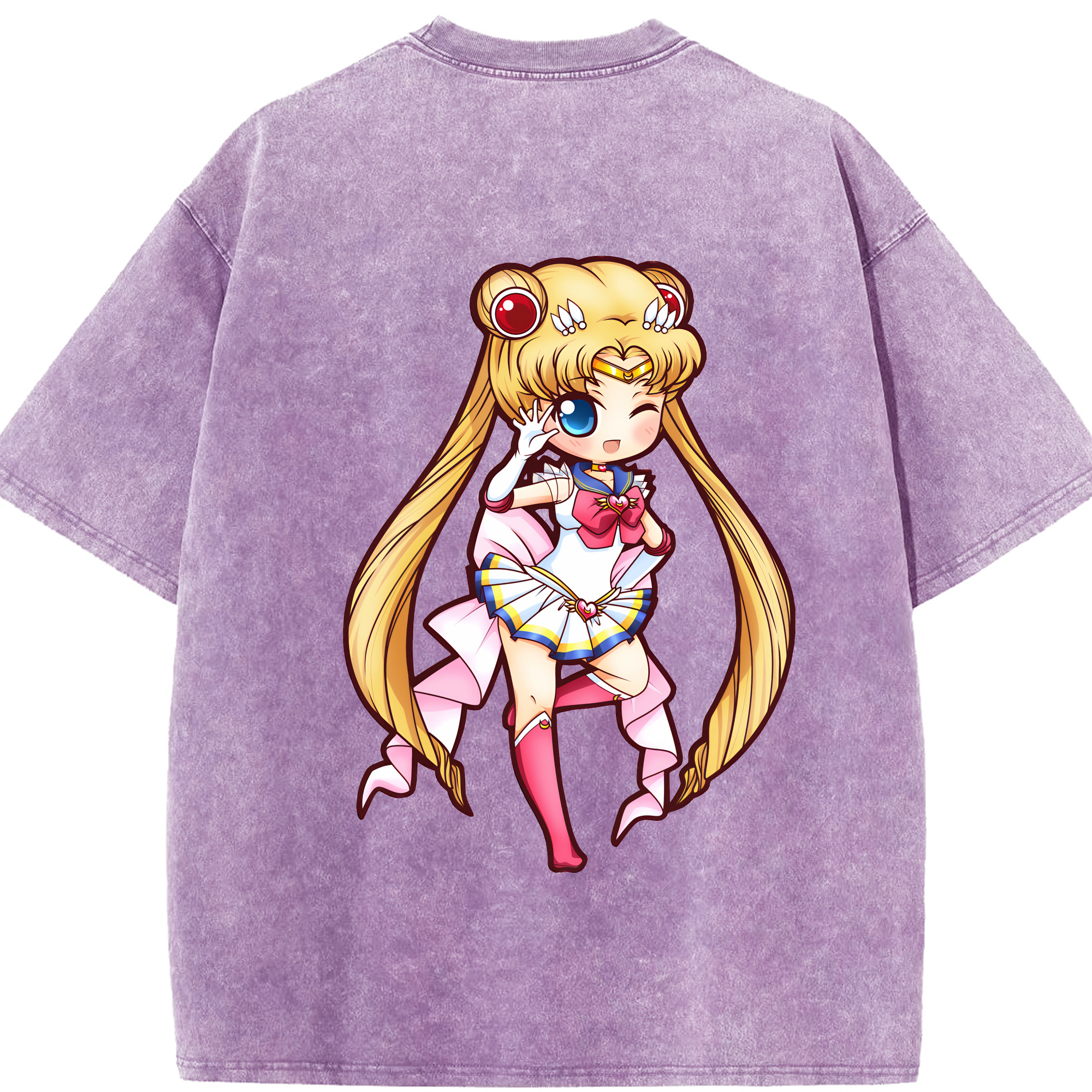 （画像用） 美少女戦士セーラームーン 月野 うさぎ つきの うさぎ Sailor Moon Tsukino Usagi 綿100% ヴィンテージ風 半袖Tシャツ（背面プリント）