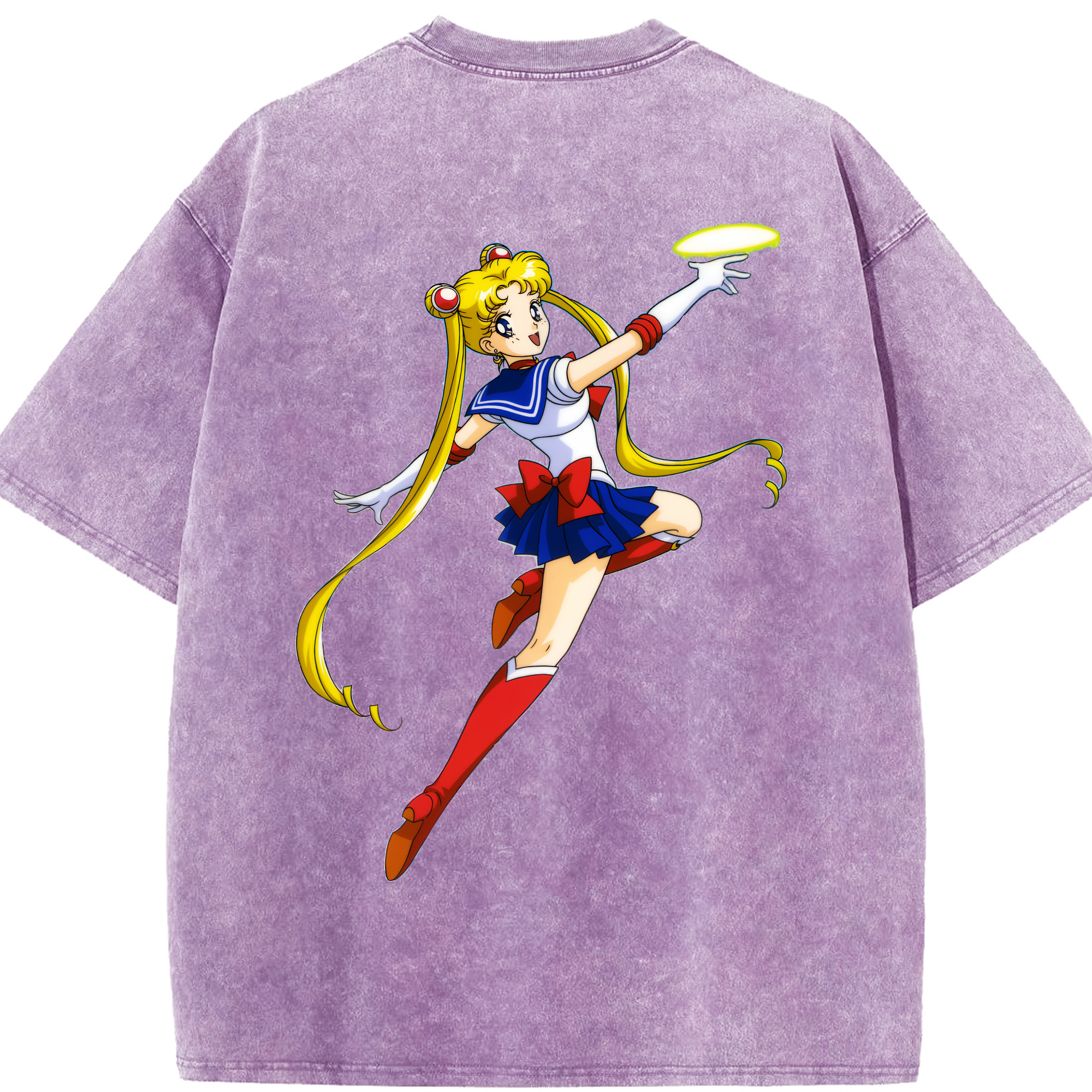 （画像用） 美少女戦士セーラームーン 月野 うさぎ つきの うさぎ Sailor Moon Tsukino Usagi 綿100% ヴィンテージ風 半袖Tシャツ（背面プリント）