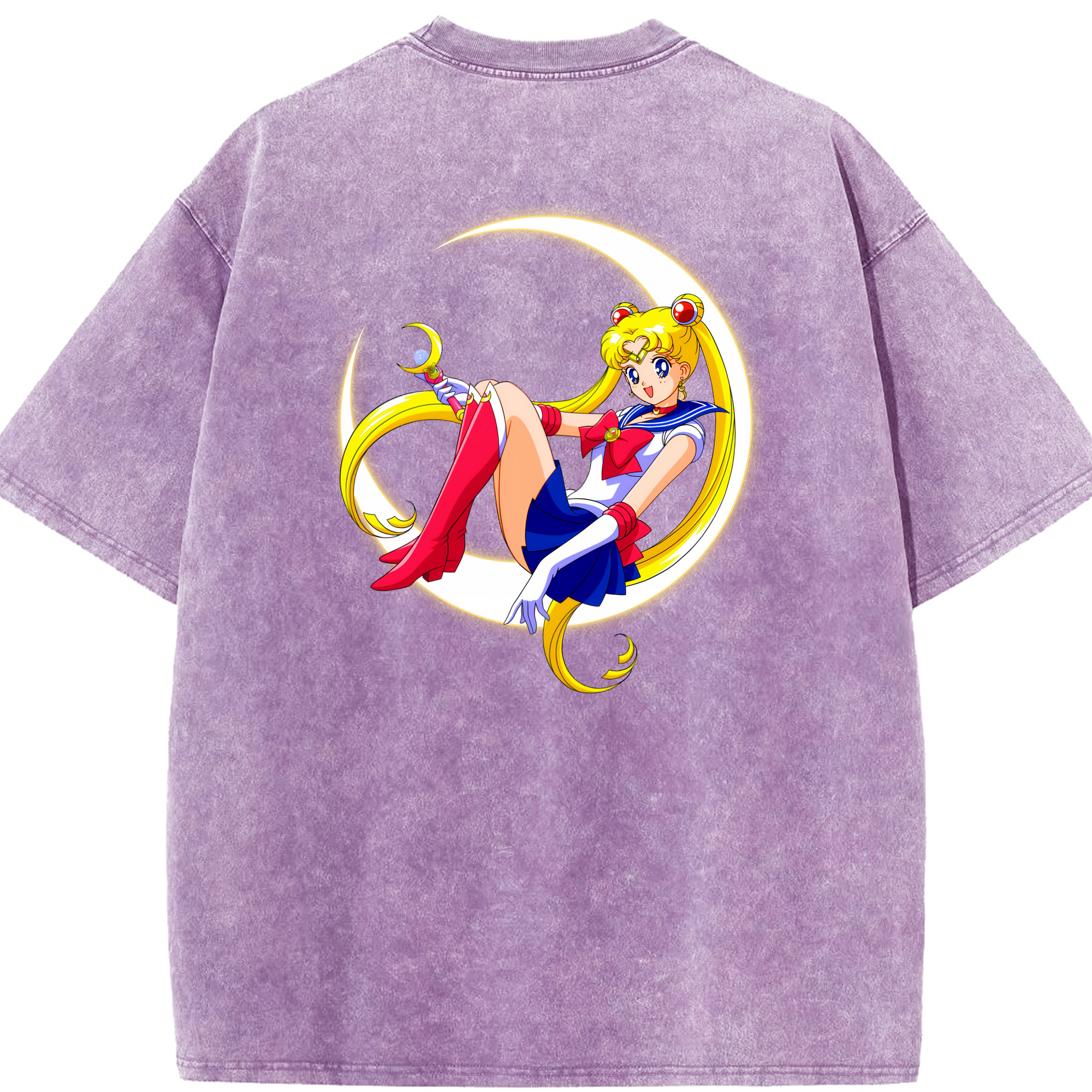 （画像用） 美少女戦士セーラームーン 月野 うさぎ つきの うさぎ Sailor Moon Tsukino Usagi 綿100% ヴィンテージ風 半袖Tシャツ（背面プリント）