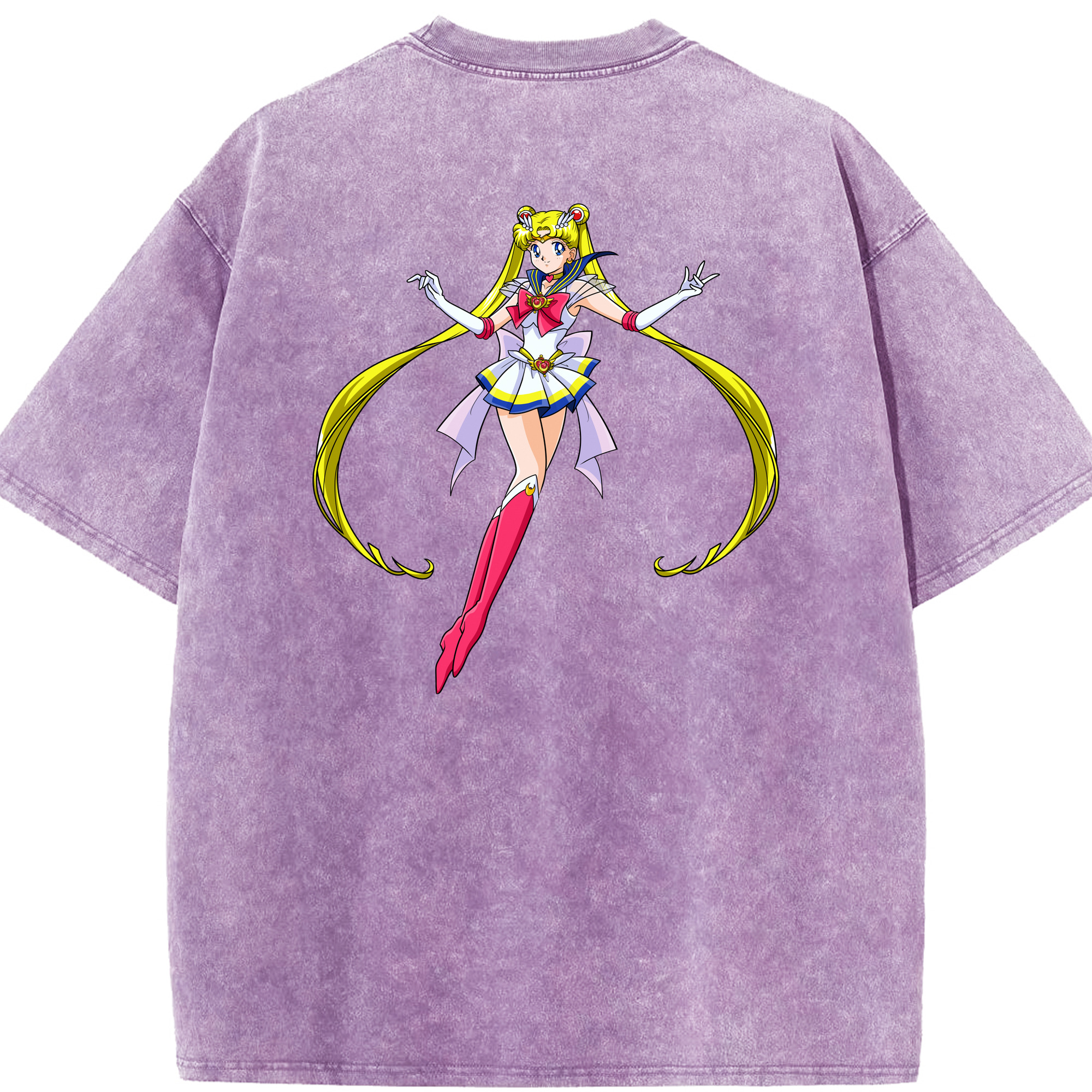 （画像用） 美少女戦士セーラームーン 月野 うさぎ つきの うさぎ Sailor Moon Tsukino Usagi 綿100% ヴィンテージ風 半袖Tシャツ（背面プリント）