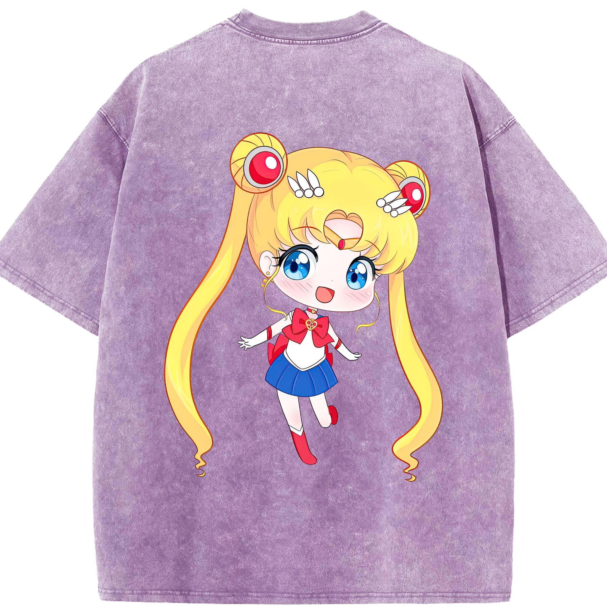 （画像用） 美少女戦士セーラームーン 月野 うさぎ つきの うさぎ Sailor Moon Tsukino Usagi 綿100% ヴィンテージ風 半袖Tシャツ（背面プリント）