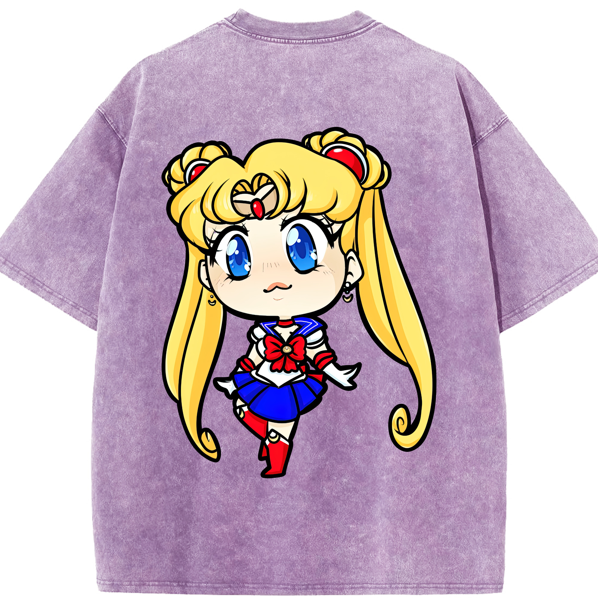 （画像用） 美少女戦士セーラームーン 月野 うさぎ つきの うさぎ Sailor Moon Tsukino Usagi 綿100% ヴィンテージ風 半袖Tシャツ（背面プリント）